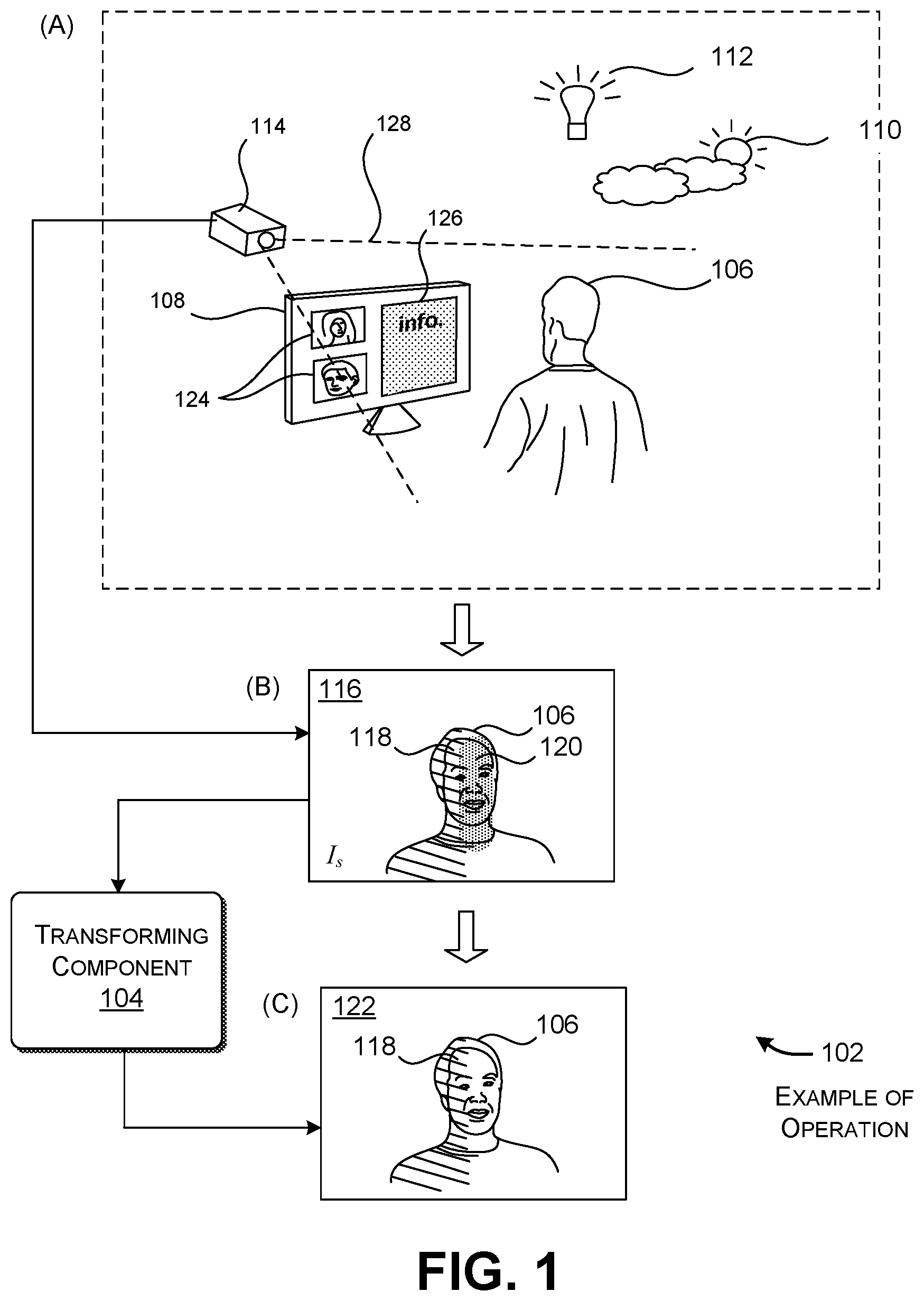 Patent US12307735 Figure 1 – Removing artifacts in images caused by light emitted by electronic screens