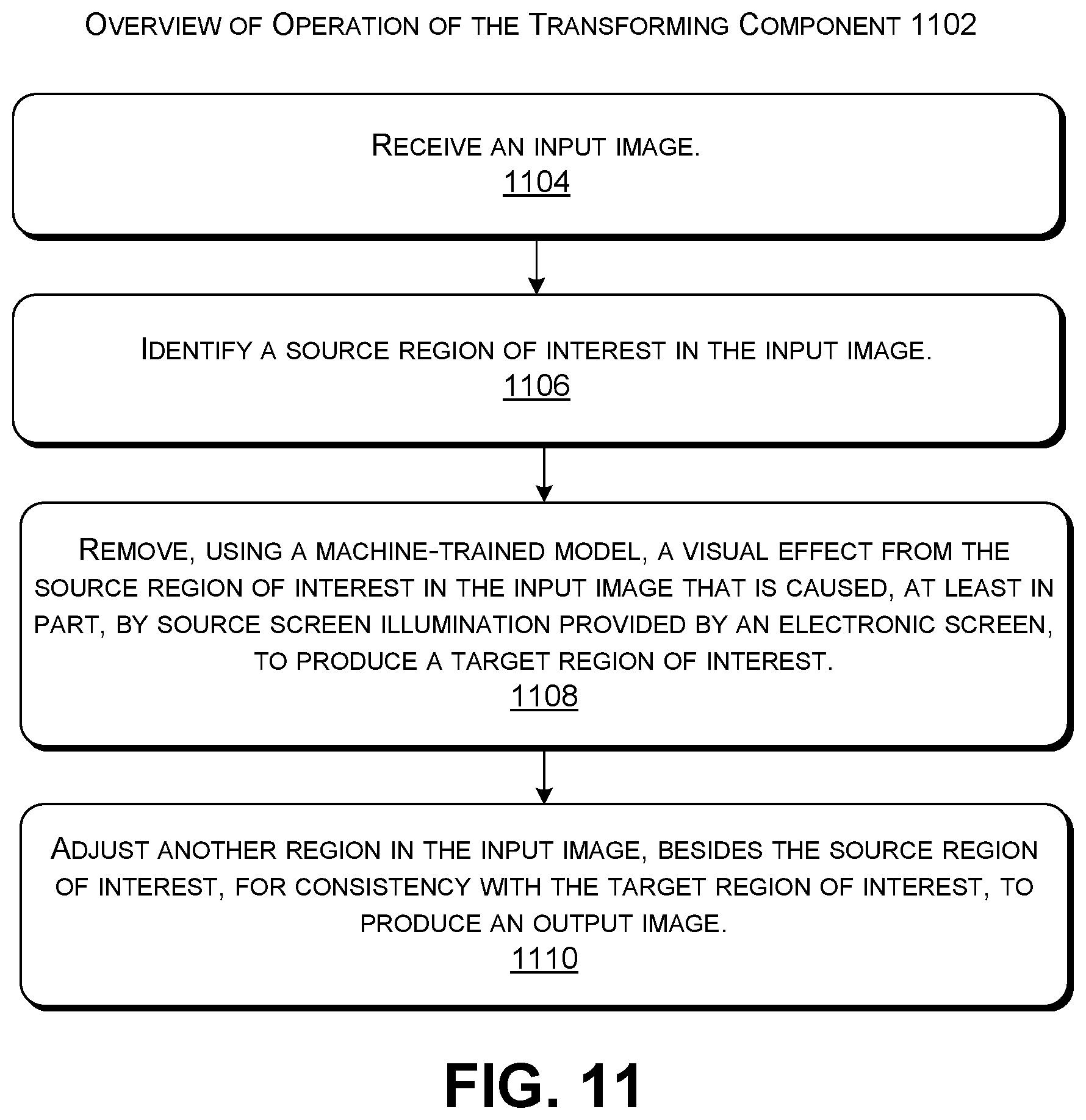 Patent US12307735 Figure 8 – Removing artifacts in images caused by light emitted by electronic screens