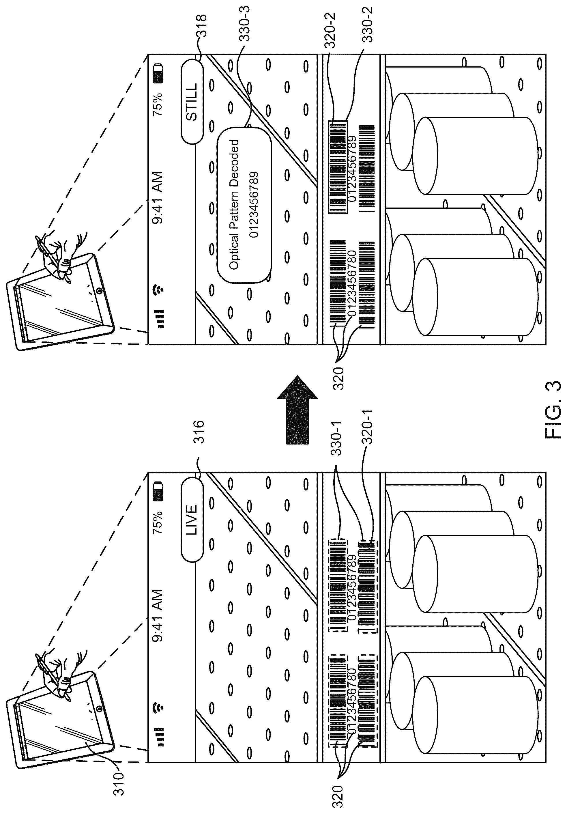 Patent US12307737 Figure 3 – Adaptive selection area for image-based decoding of optical patterns