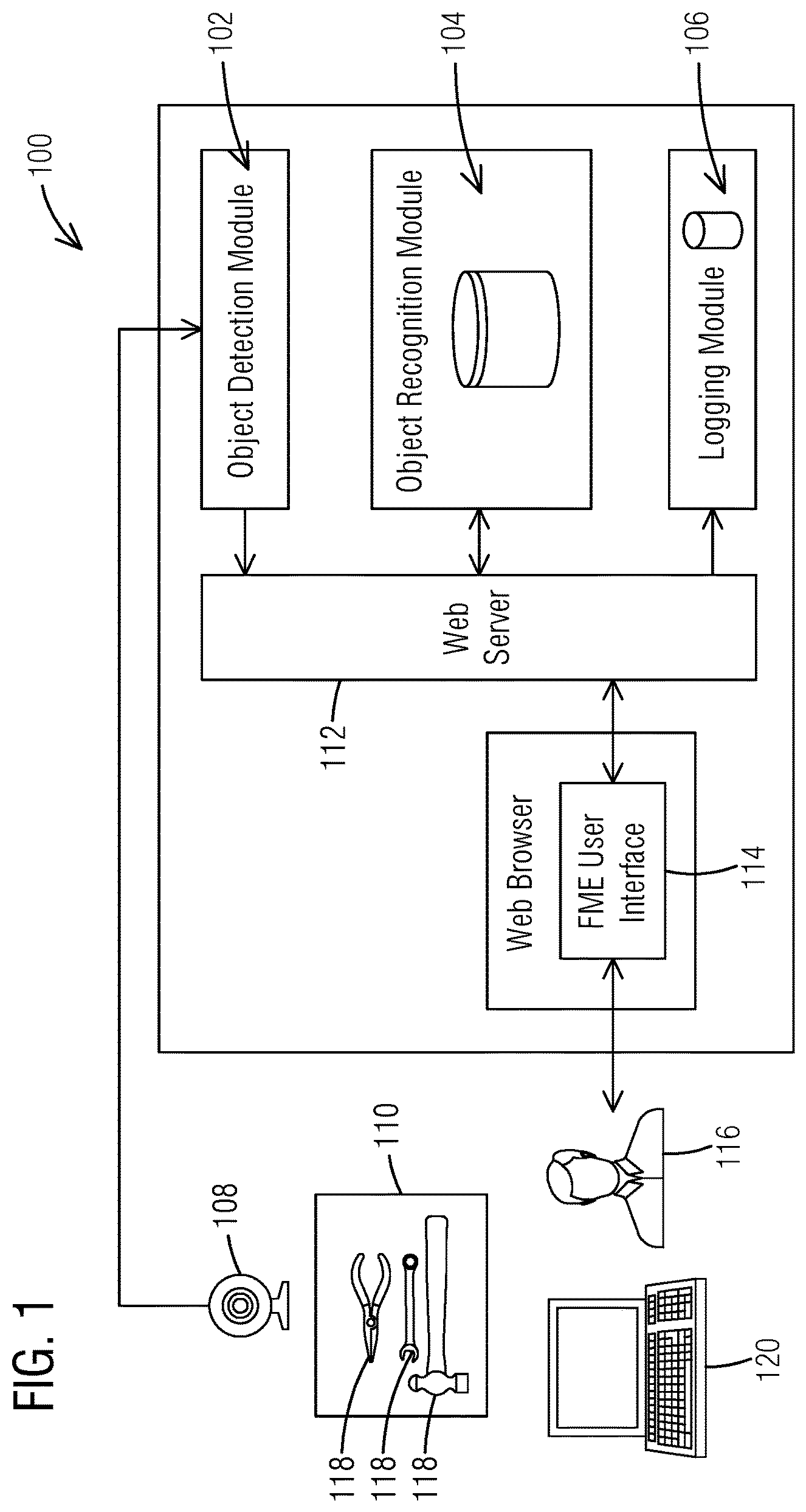 Patent US12307772 Figure 1 – System and method for automated foreign material exclusion attendant