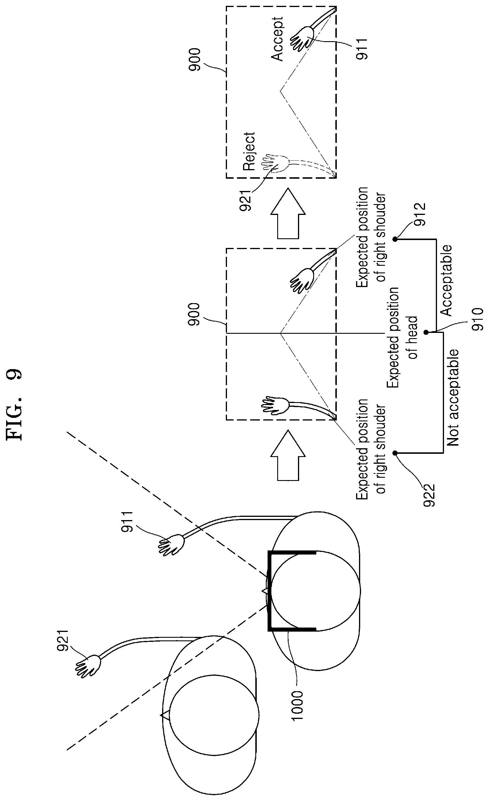 Patent US12307803 Figure 9 – Method for identifying user's real hand and wearable device therefor