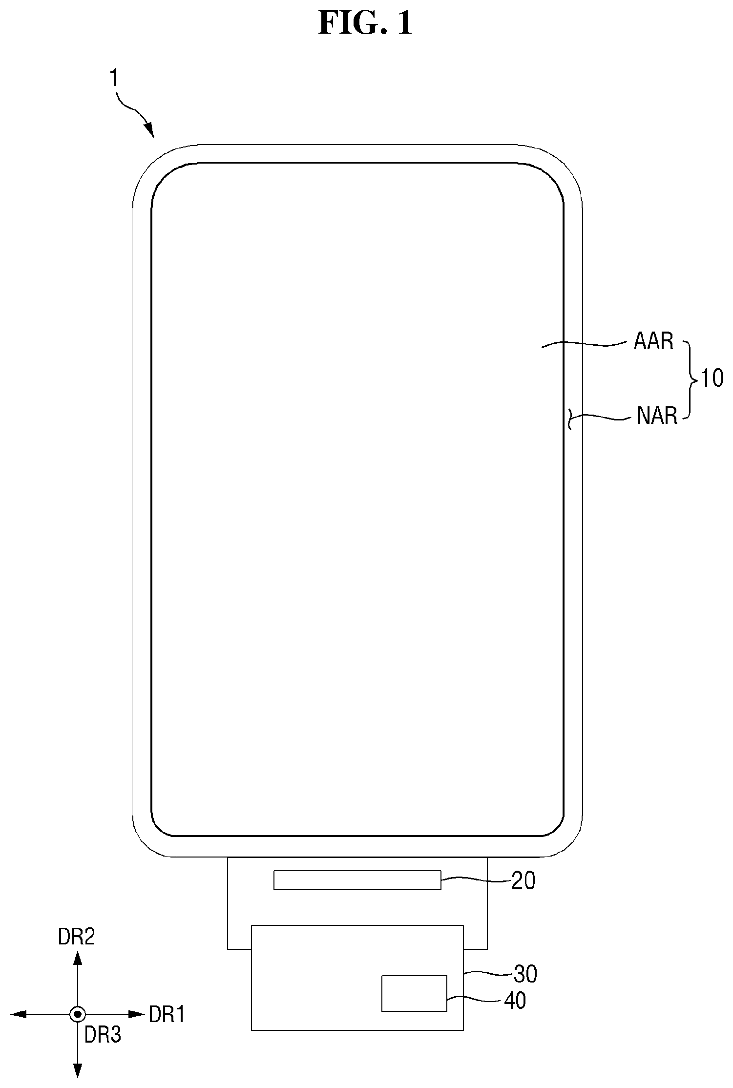 Patent US12307805 Figure 1 – Display device with integrated optical touch and fingerprint sensing