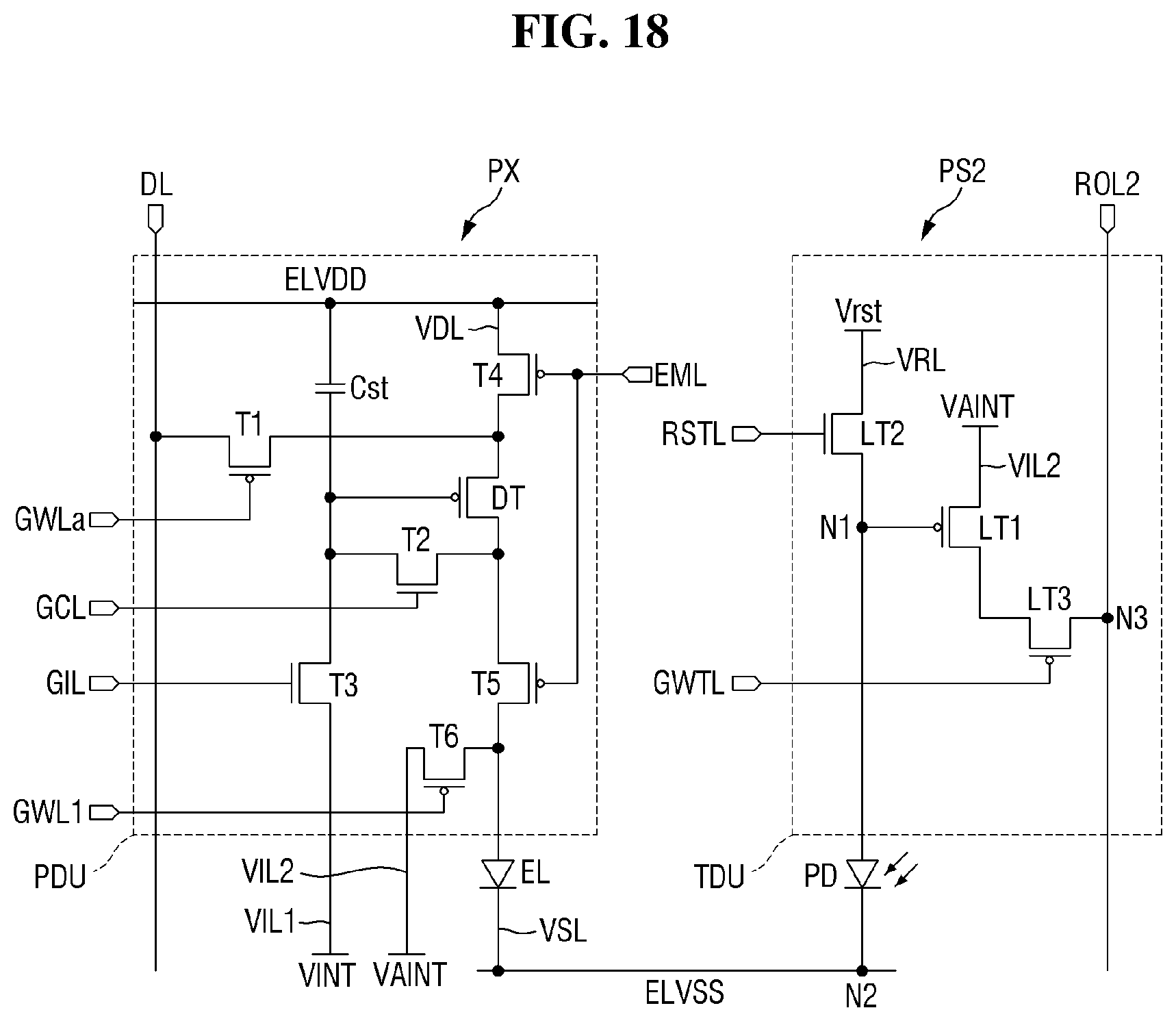 Patent US12307805 Figure 18 – Display device with integrated optical touch and fingerprint sensing