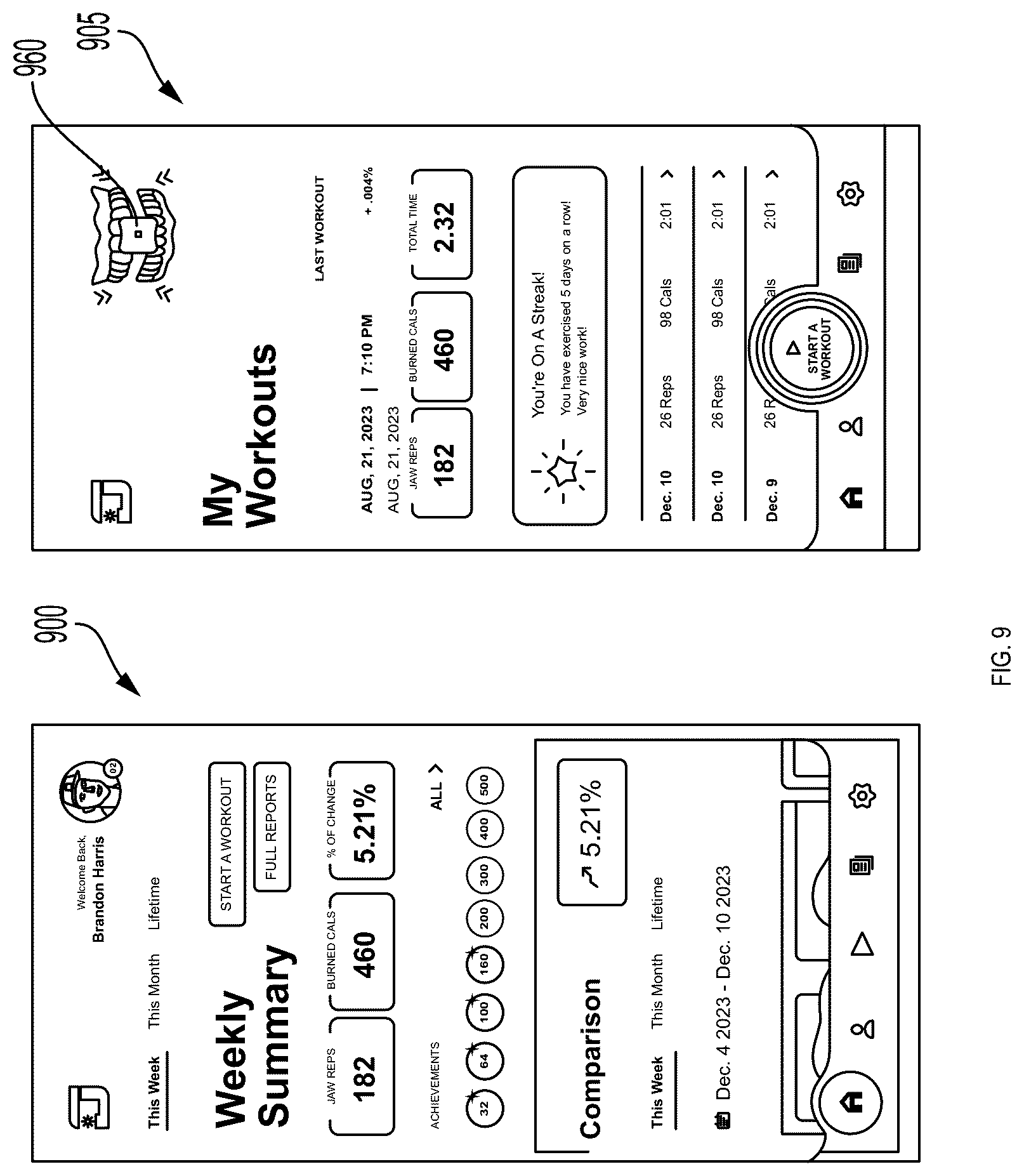 Patent US12307822 Figure 9 – Systems and methods for facial imaging processing to identify facial movements and generate user-specific analytics and recommendations therefrom