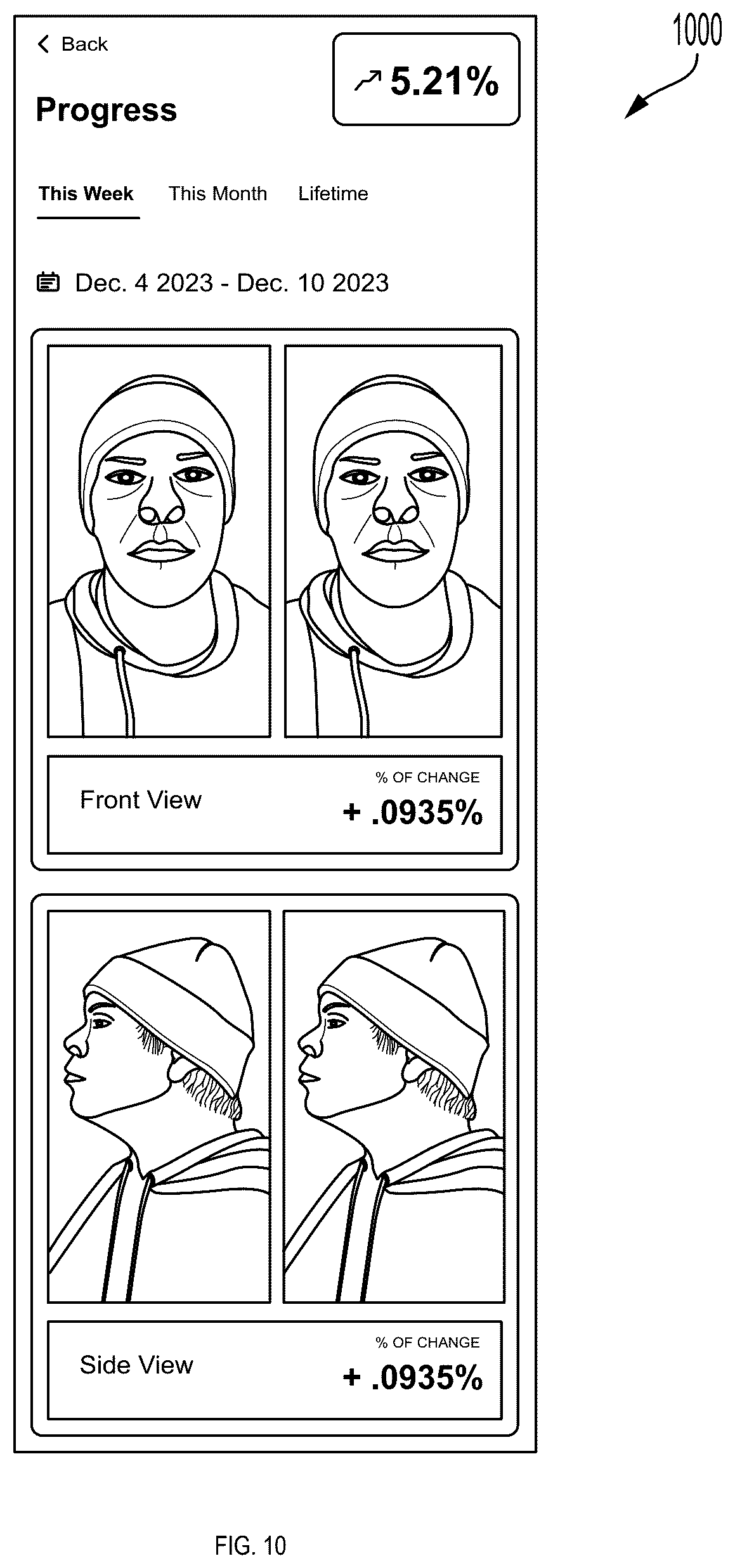 Patent US12307822 Figure 10 – Systems and methods for facial imaging processing to identify facial movements and generate user-specific analytics and recommendations therefrom