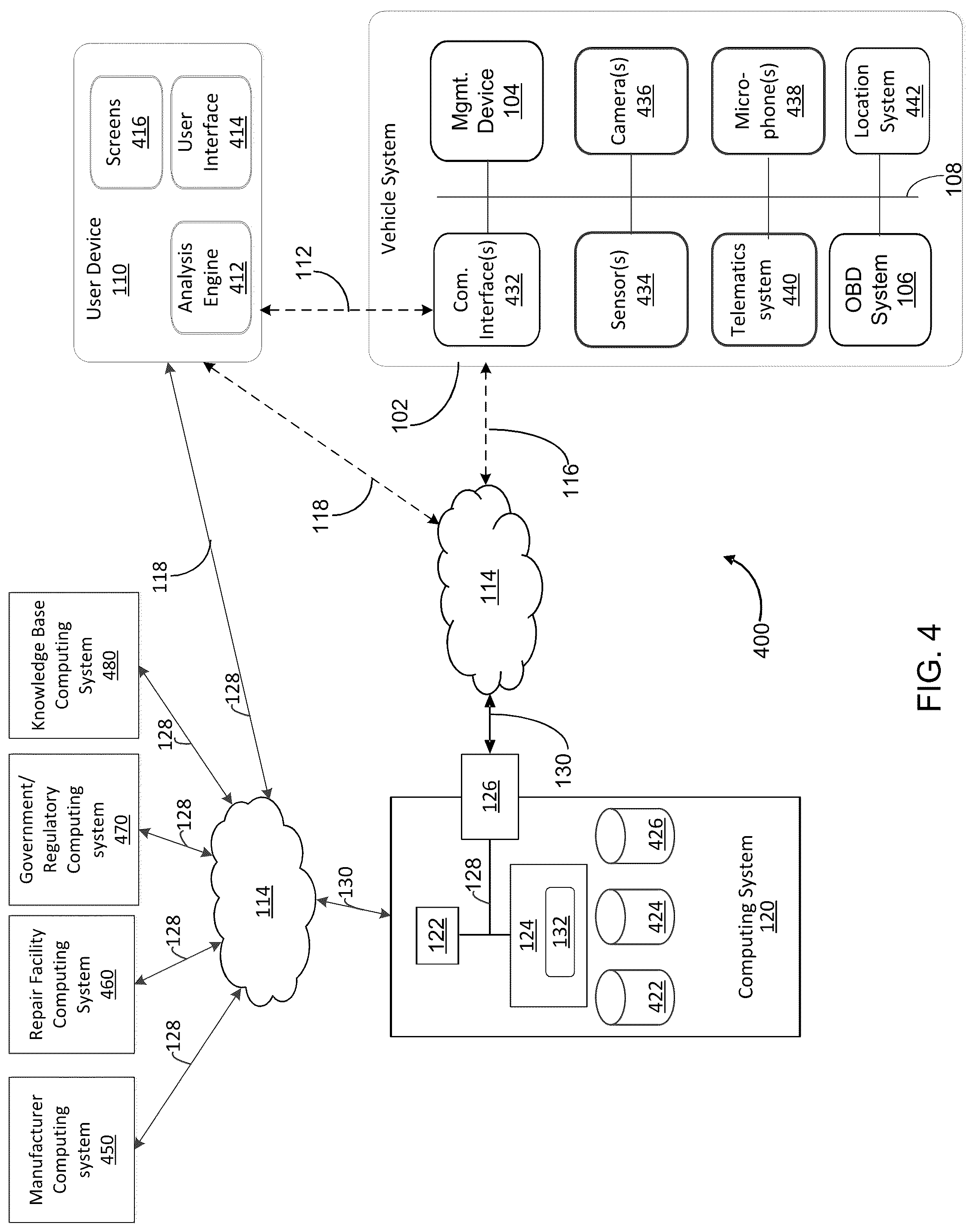 Patent US12307835 Figure 4 – Vehicle diagnostics