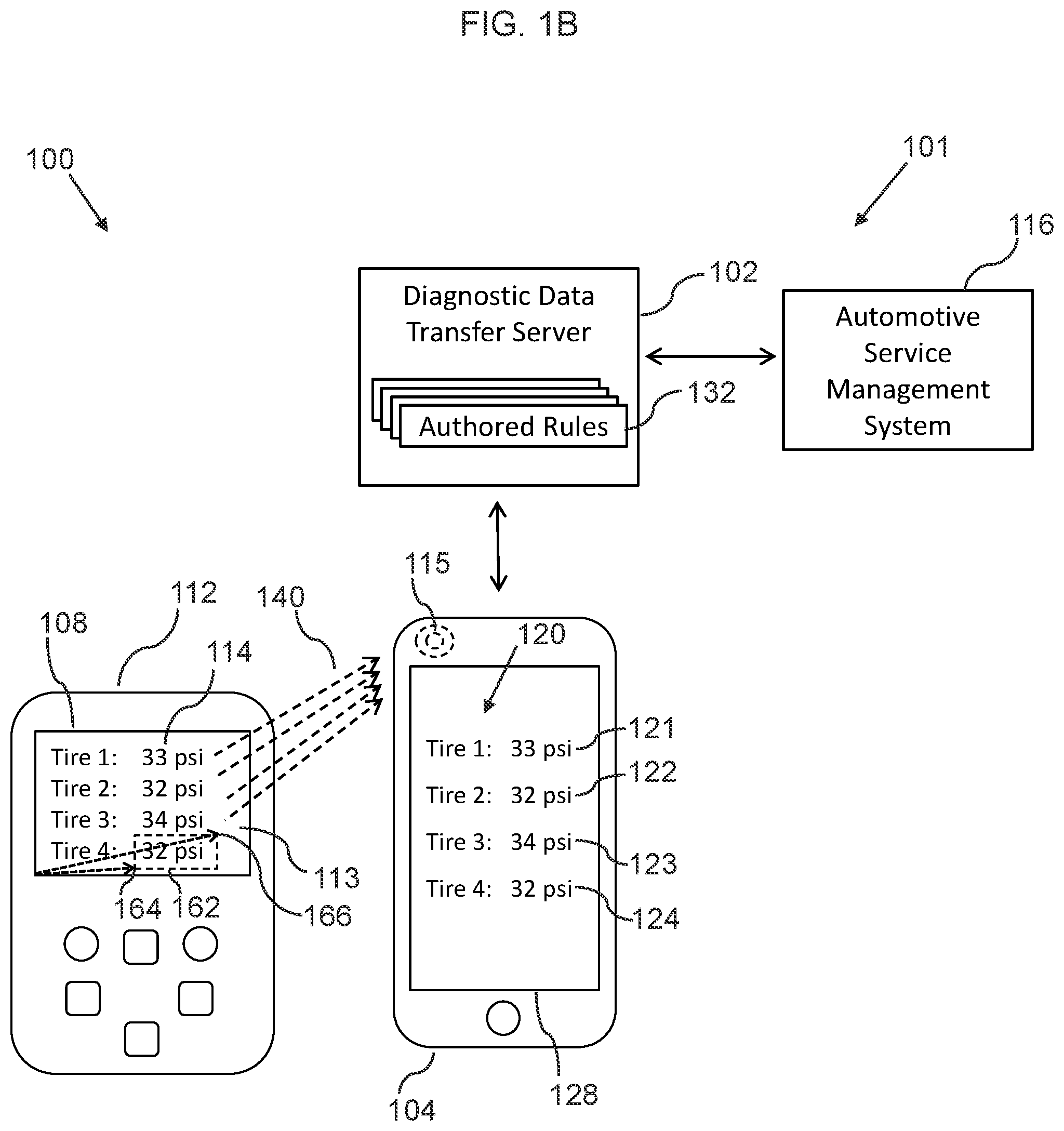 Patent US12307836 Figure 2 – Data transfer system and method for automotive diagnostics and service