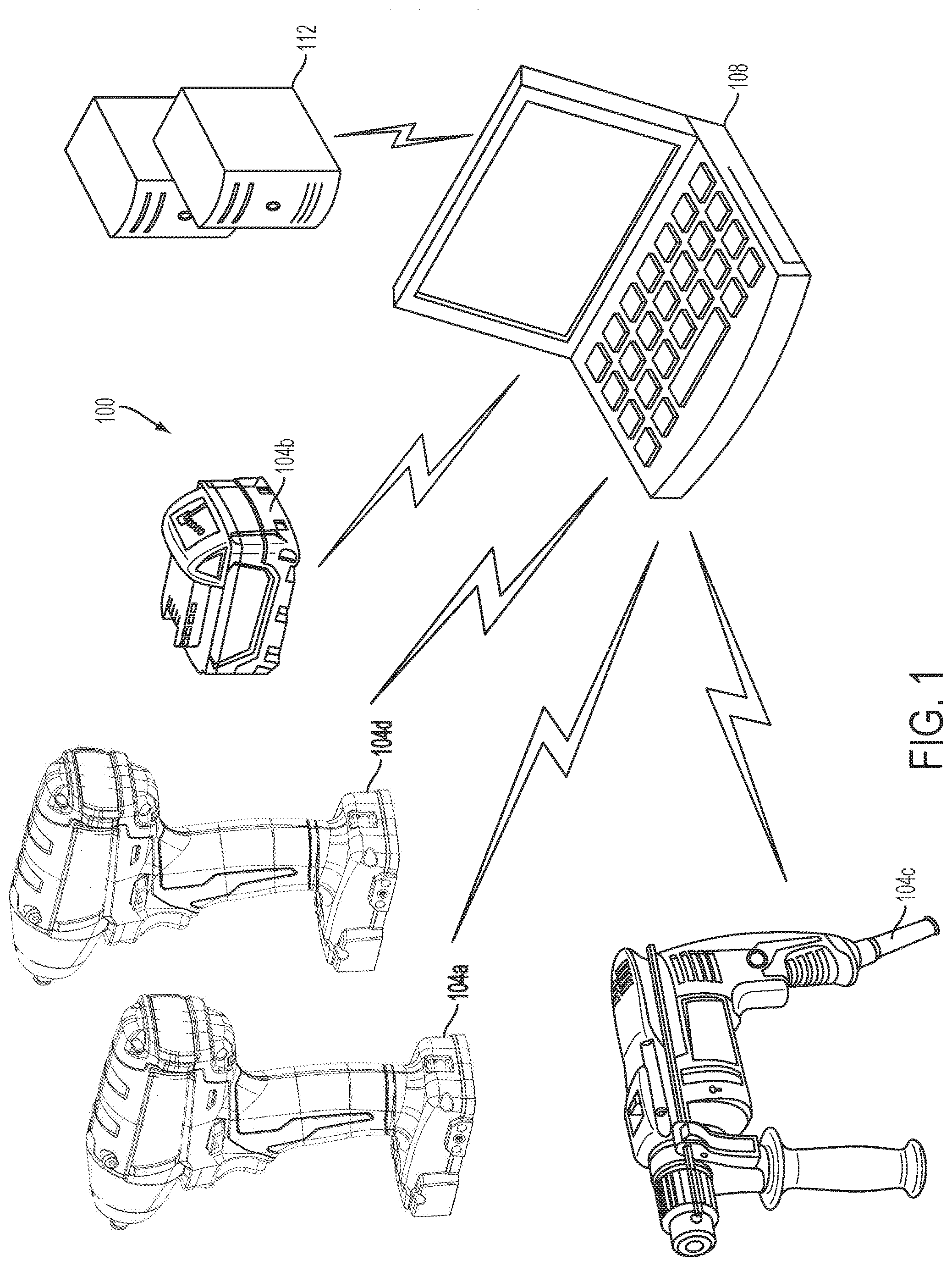 Patent US12307839 Figure 1 – Power tool with compartment for receiving another device