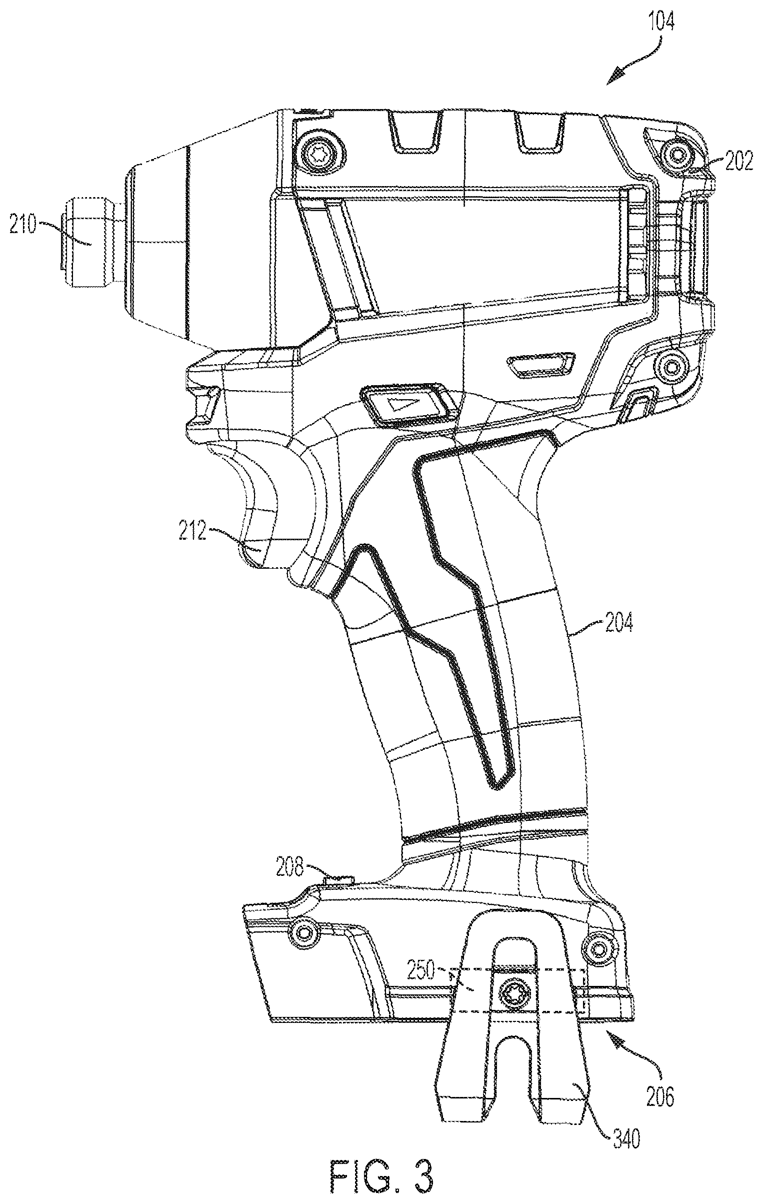 Patent US12307839 Figure 3 – Power tool with compartment for receiving another device