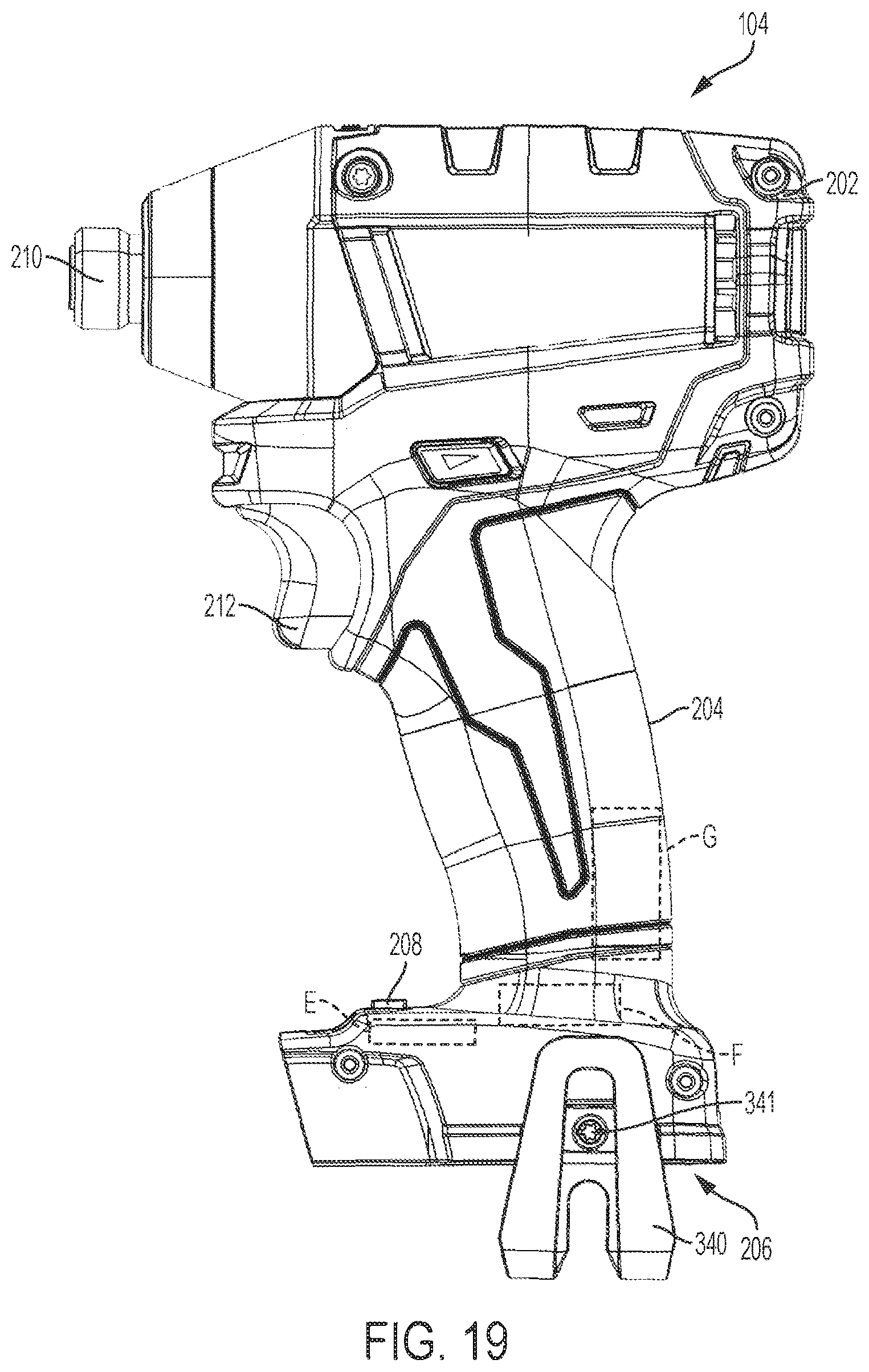 Patent US12307839 Figure 20 – Power tool with compartment for receiving another device
