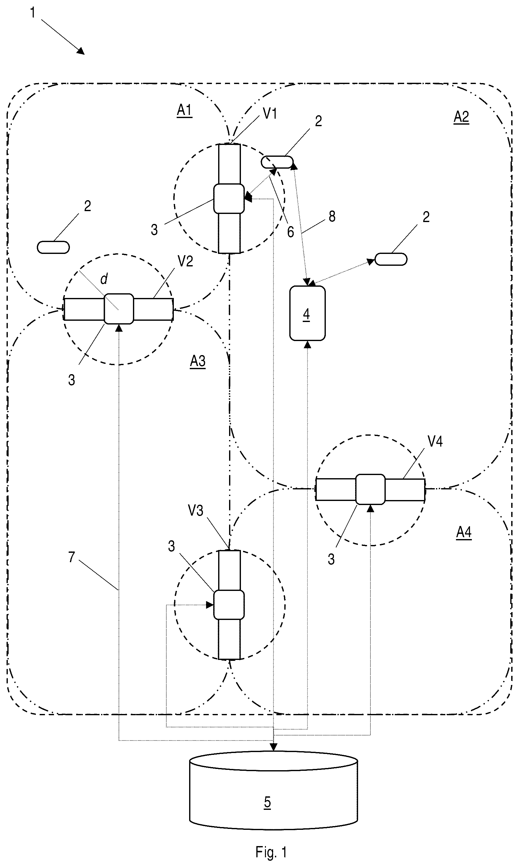 Patent US12307846 Figure 1 – System and method for monitoring the conditions and movements of a user within an area of interest