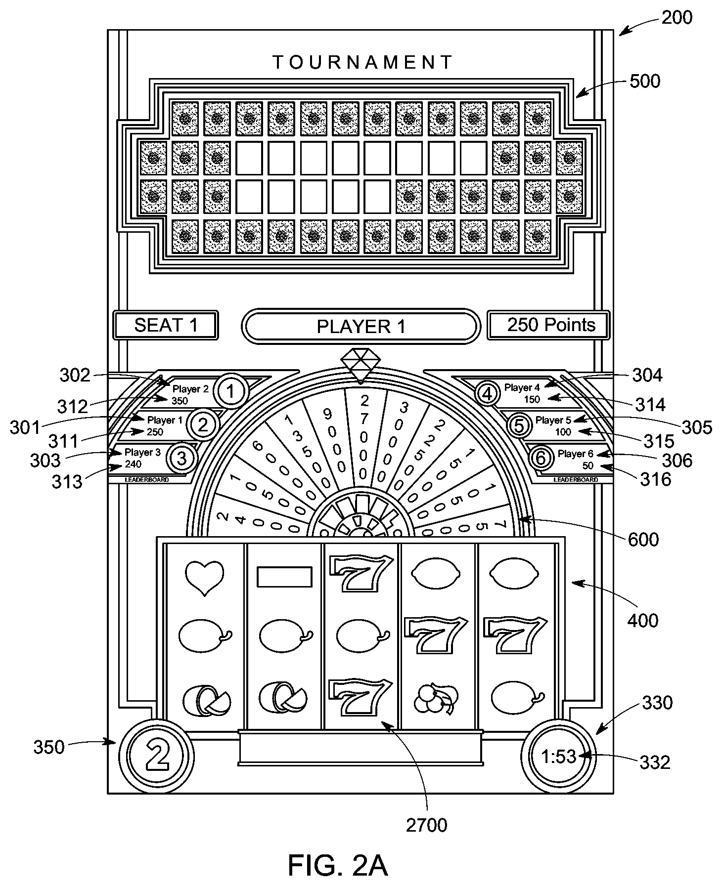 Patent US12307858 Figure 2 – Multi-player tournament with simultaneous additional point accumulation events