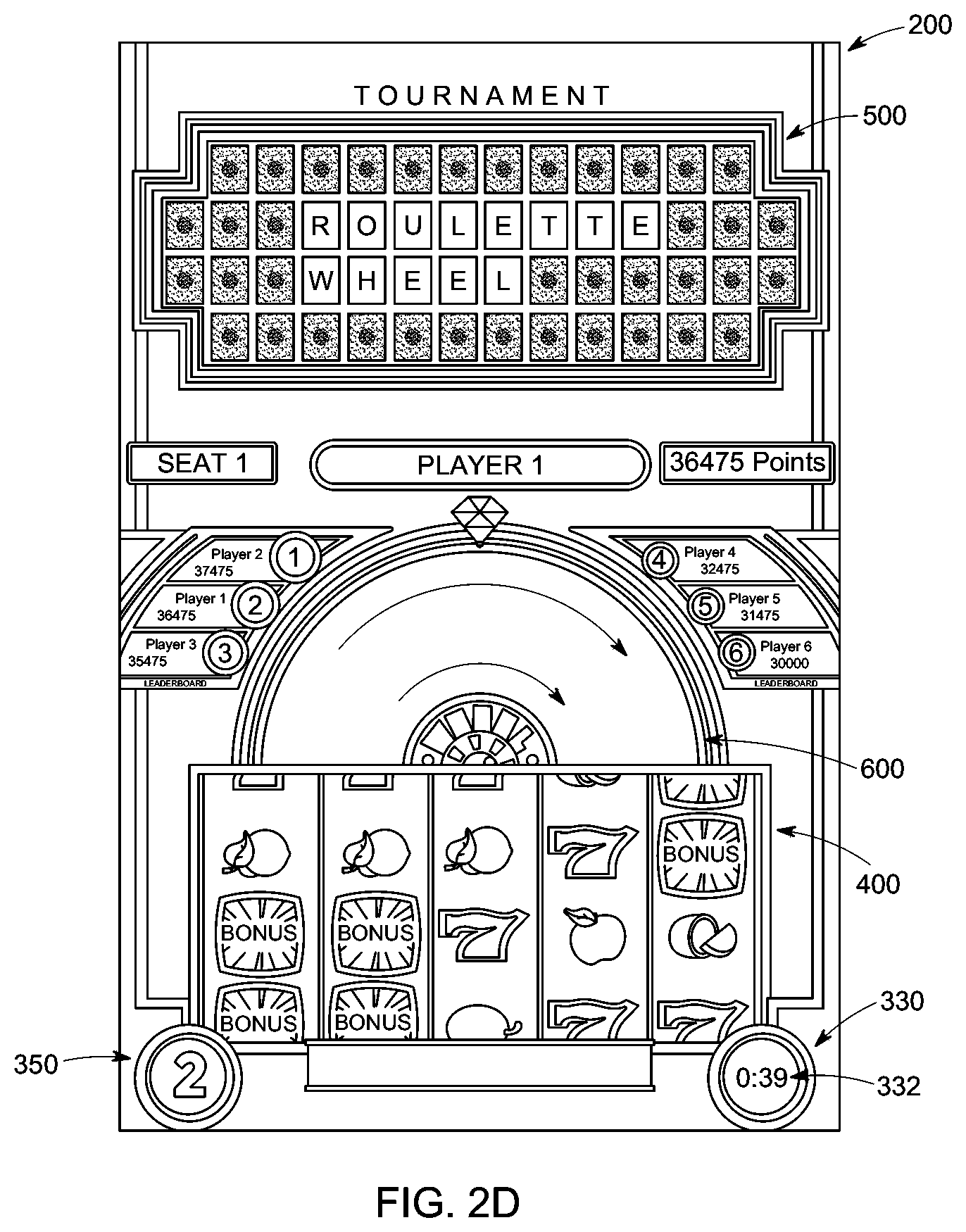 Patent US12307858 Figure 5 – Multi-player tournament with simultaneous additional point accumulation events