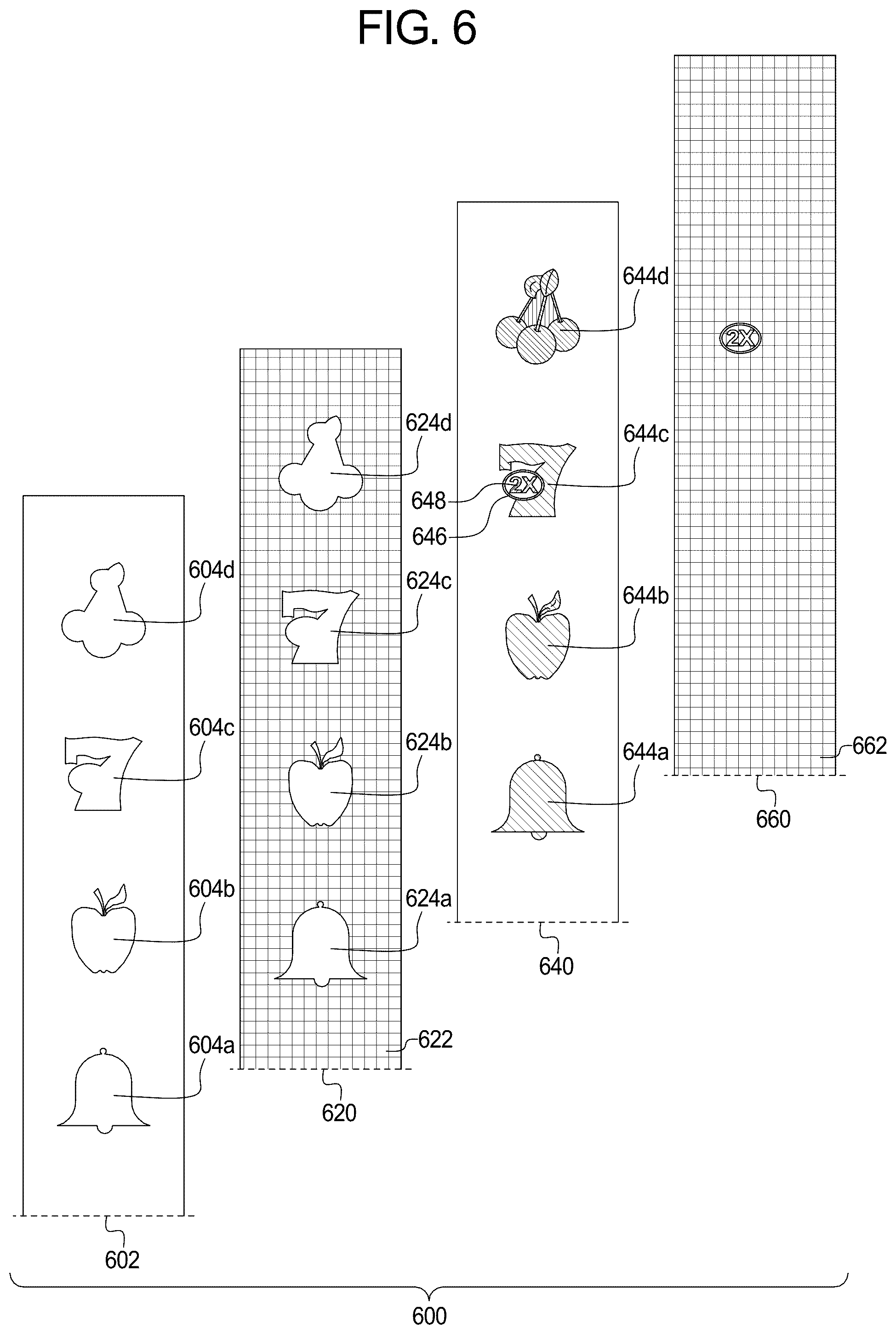 Patent US12307862 Figure 6 – Electronic gaming machine having a reel assembly and method of making reel strips