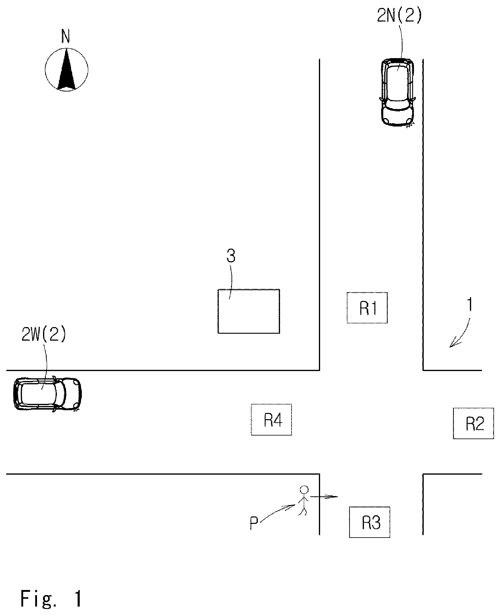 Patent US12307887 Figure 1 – Intersection control system, intersection control method, and program