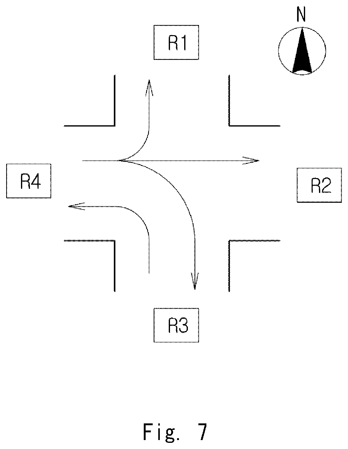 Patent US12307887 Figure 7 – Intersection control system, intersection control method, and program