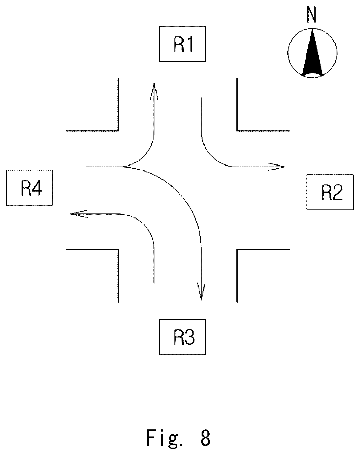 Patent US12307887 Figure 8 – Intersection control system, intersection control method, and program