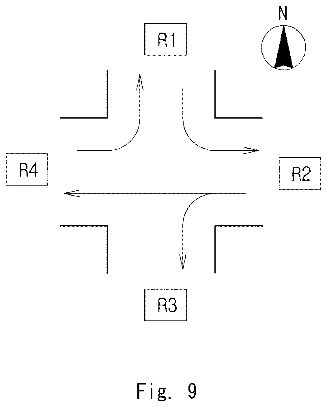 Patent US12307887 Figure 9 – Intersection control system, intersection control method, and program