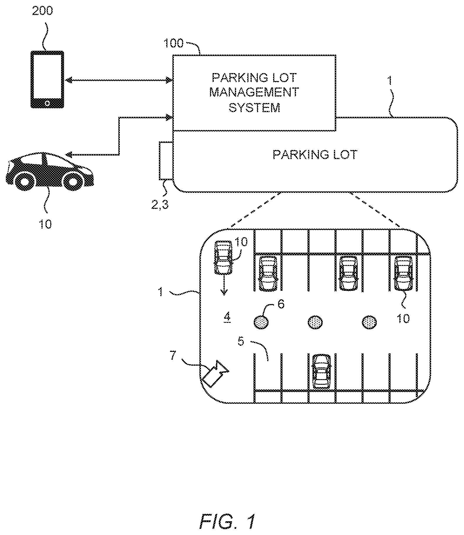 Patent US12307898 Figure 1 – Parking lot management method and parking lot management system