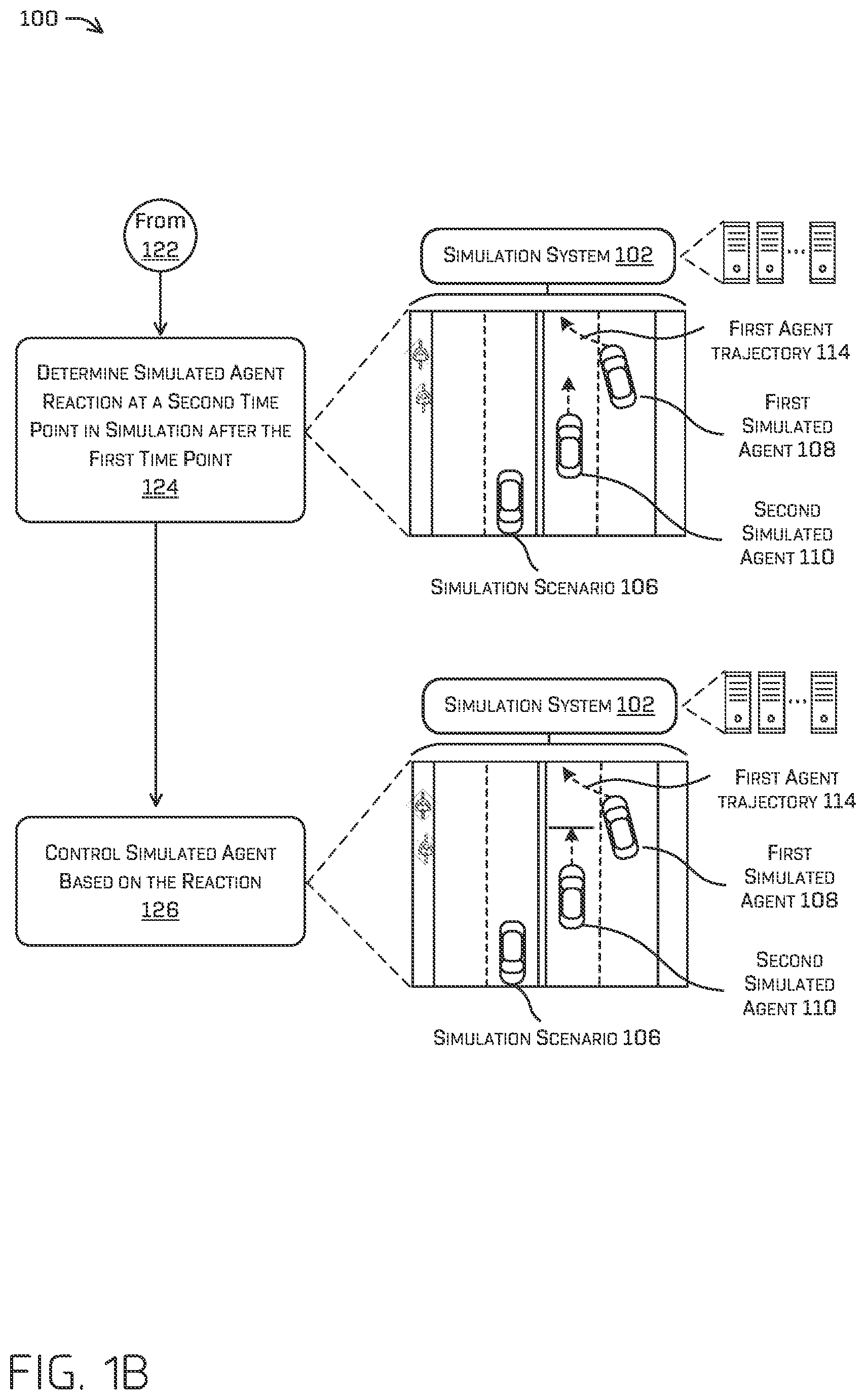 Patent US12307900 Figure 2 – Driving simulations with simulated agent interactions
