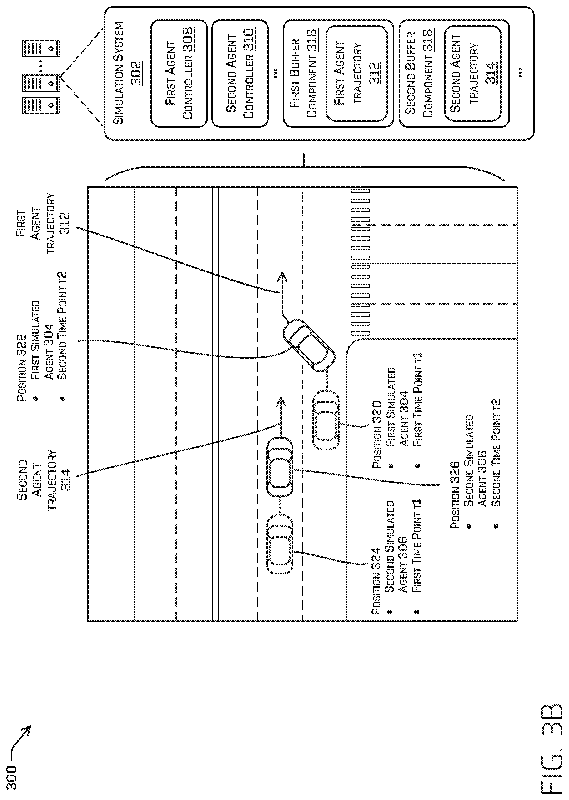 Patent US12307900 Figure 5 – Driving simulations with simulated agent interactions
