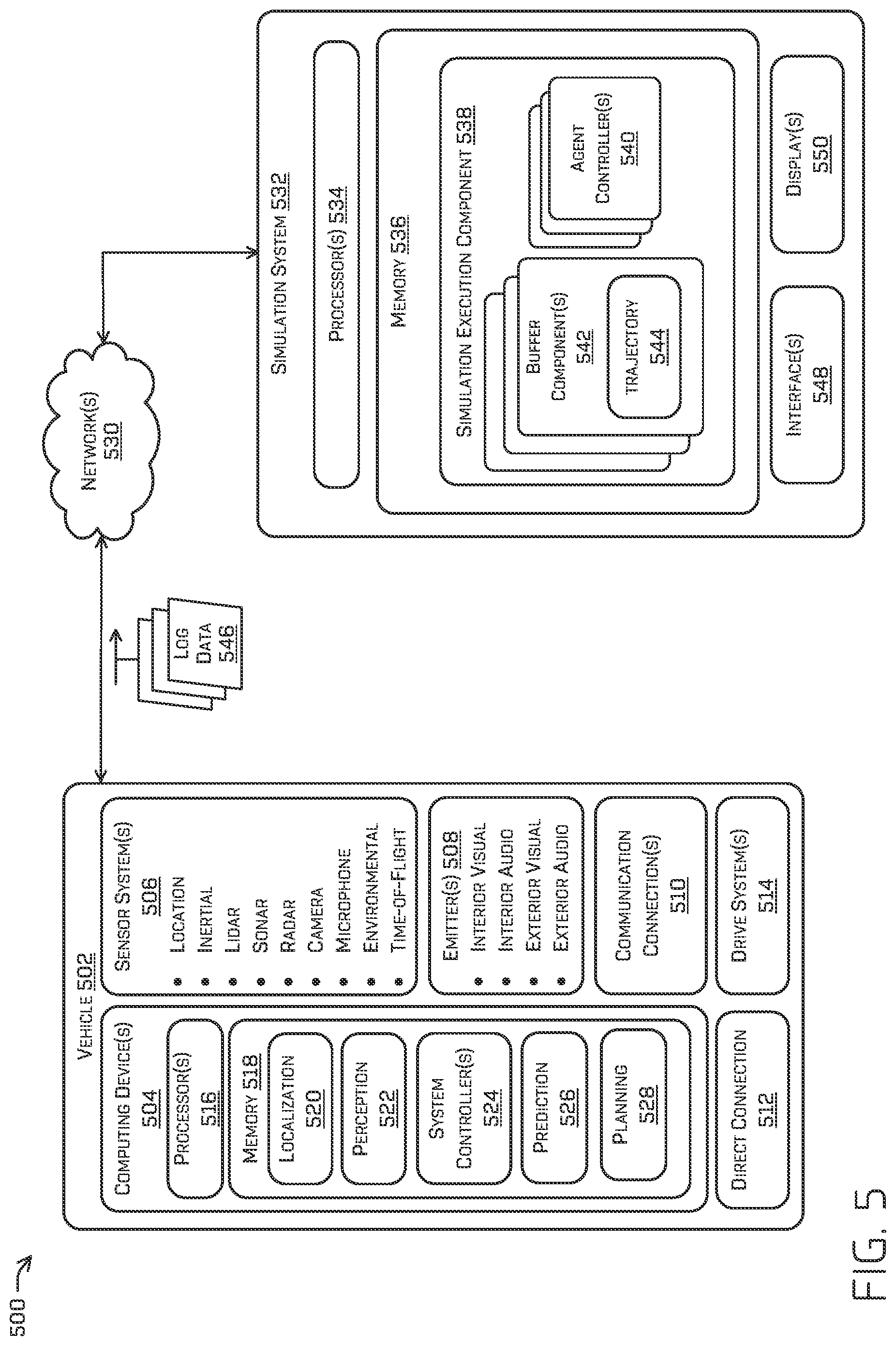 Patent US12307900 Figure 8 – Driving simulations with simulated agent interactions