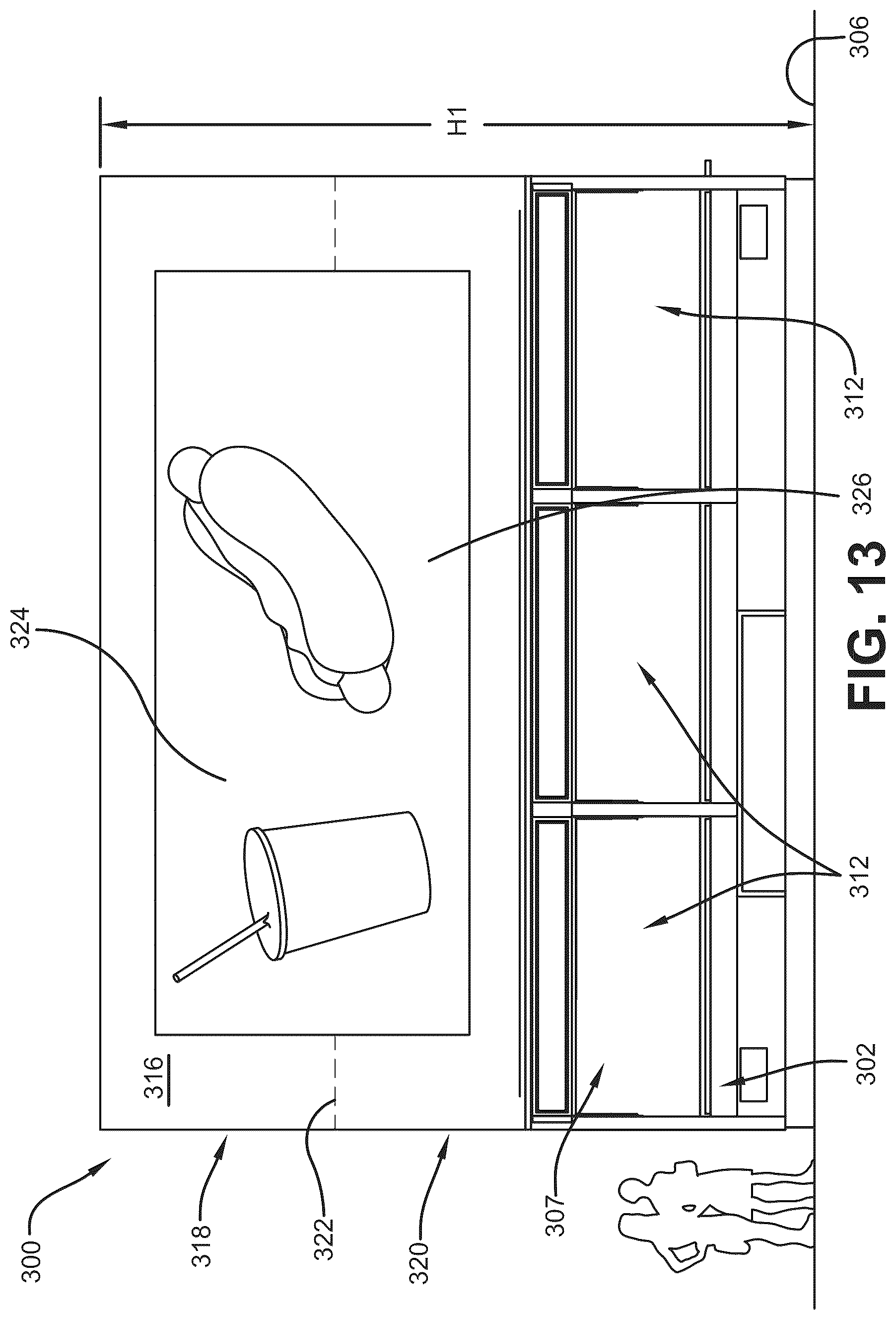 Patent US12307929 Figure 13 – Portable food concession trailer