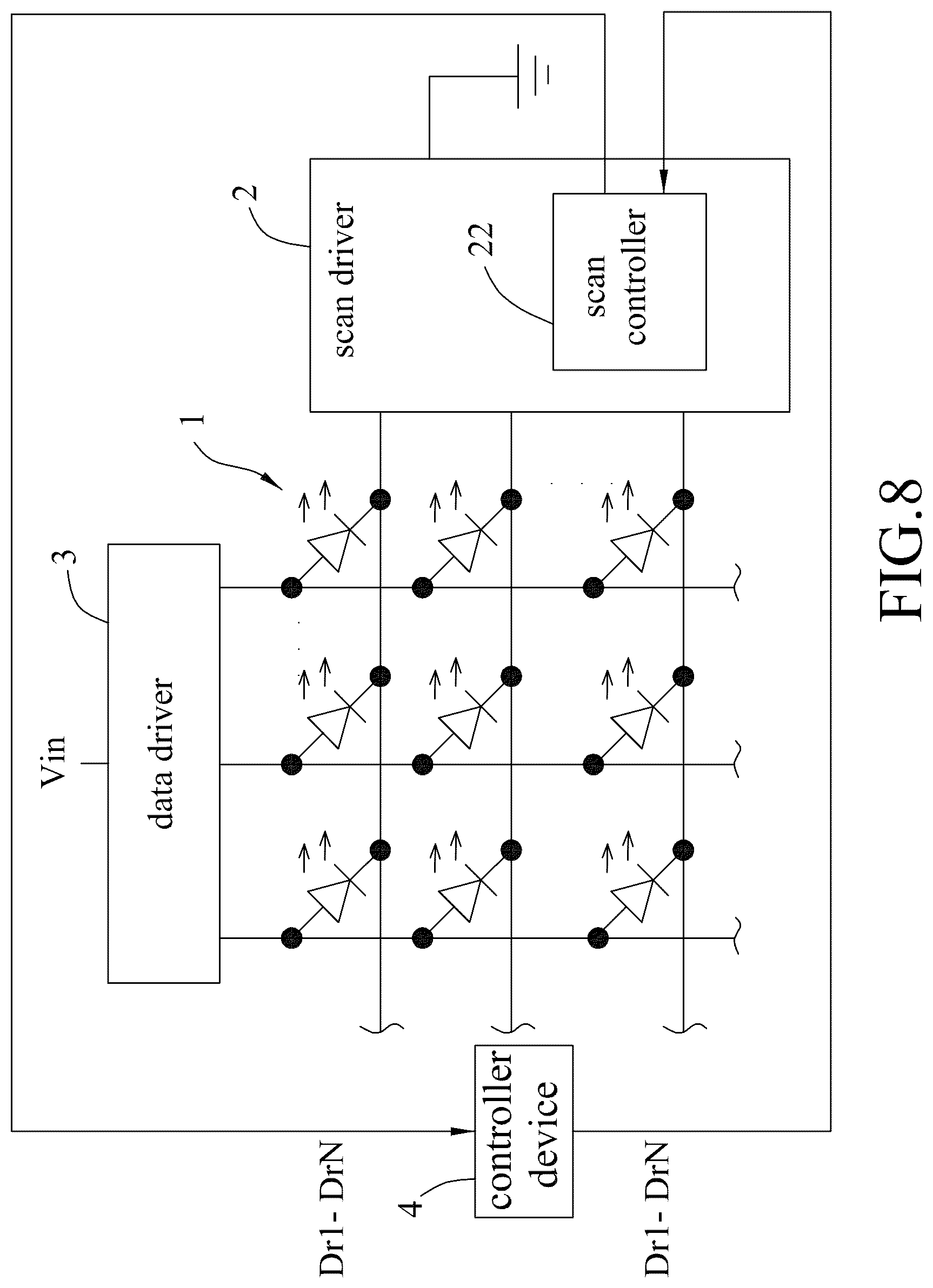 Patent US12307930 Figure 8 – Scan-type display apparatus capable of short circuit detection, and scan driver thereof