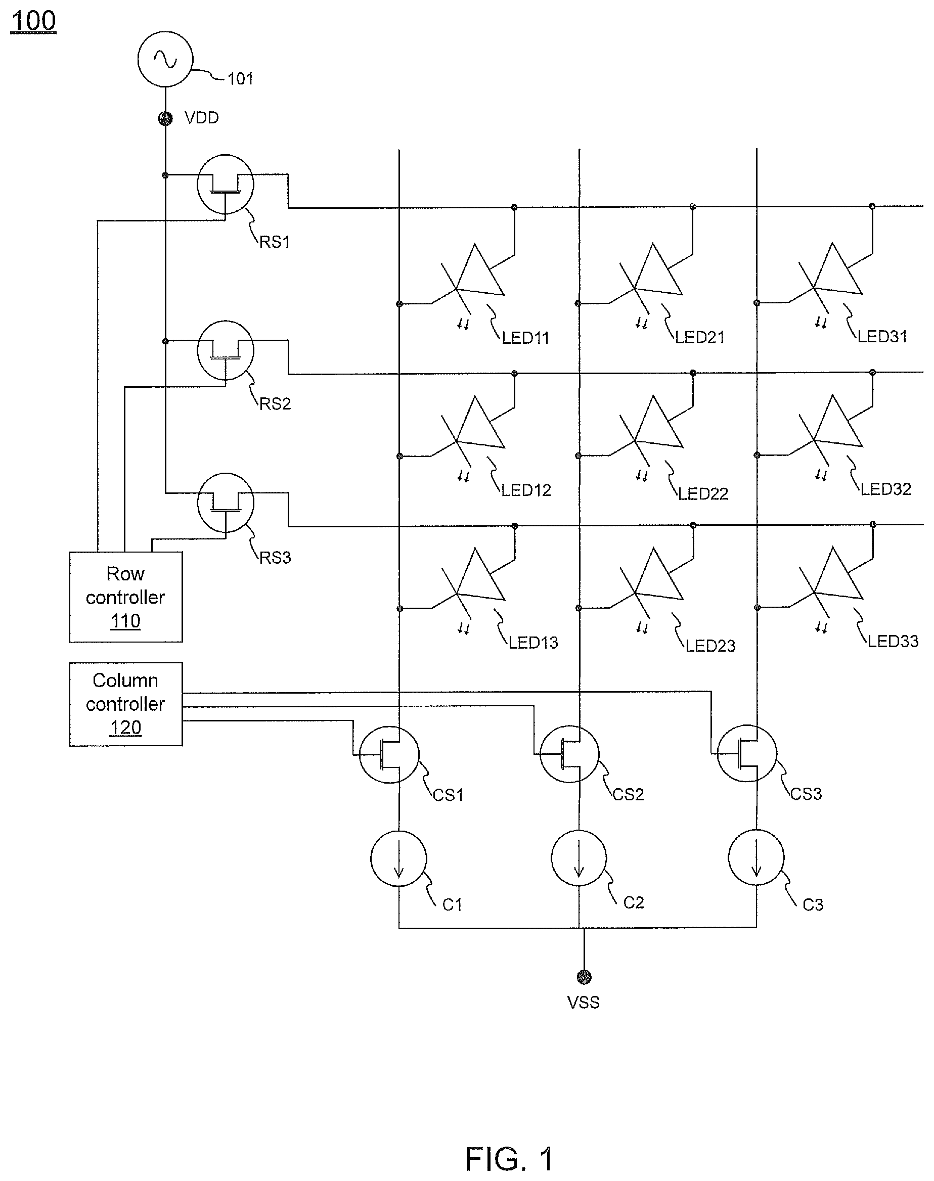 Patent US12307947 — Display apparatus including LED array — Figure 1