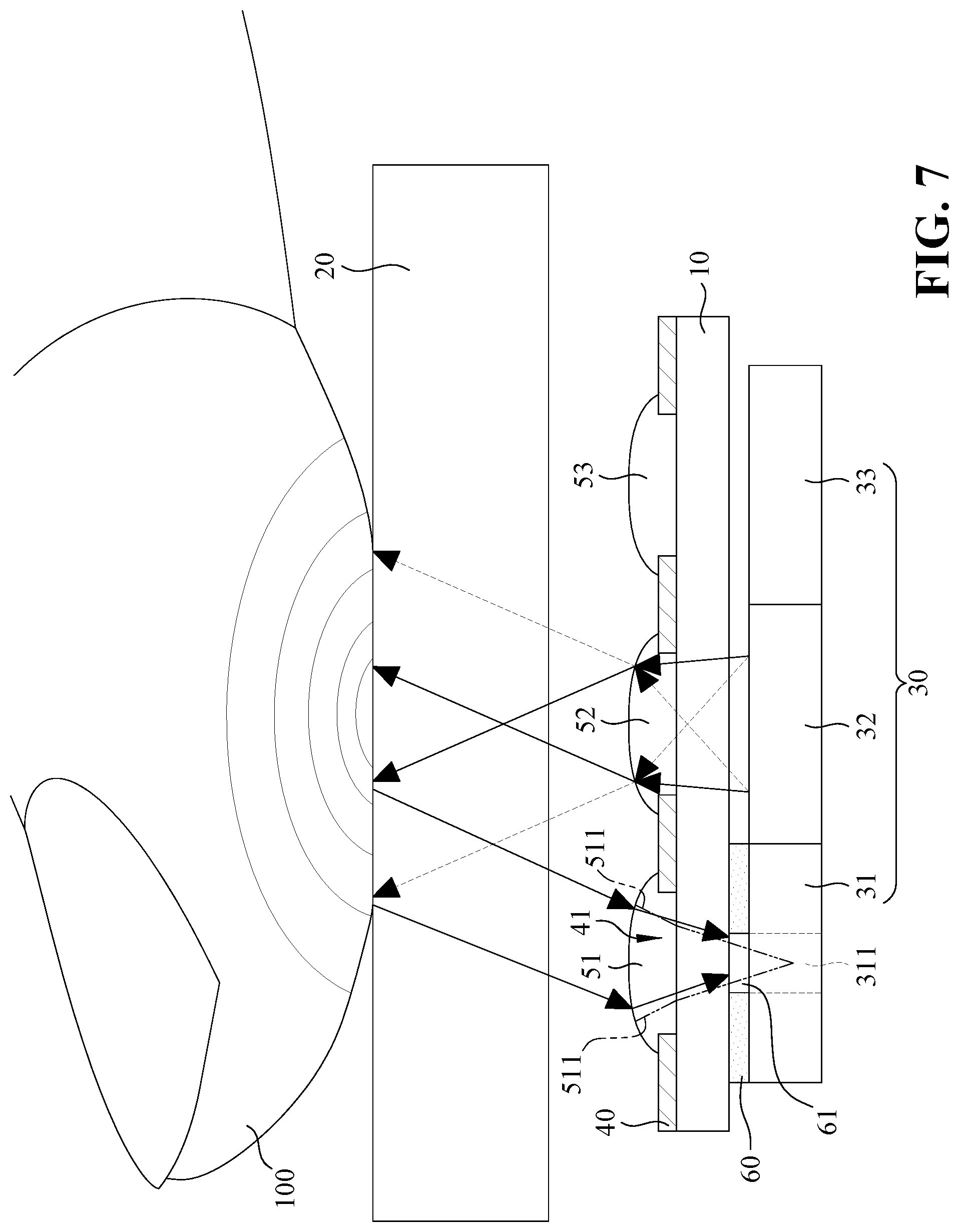 Patent US12307953 Figure 7 – Full-screen display device with different unit pixels for emitting and receiving light