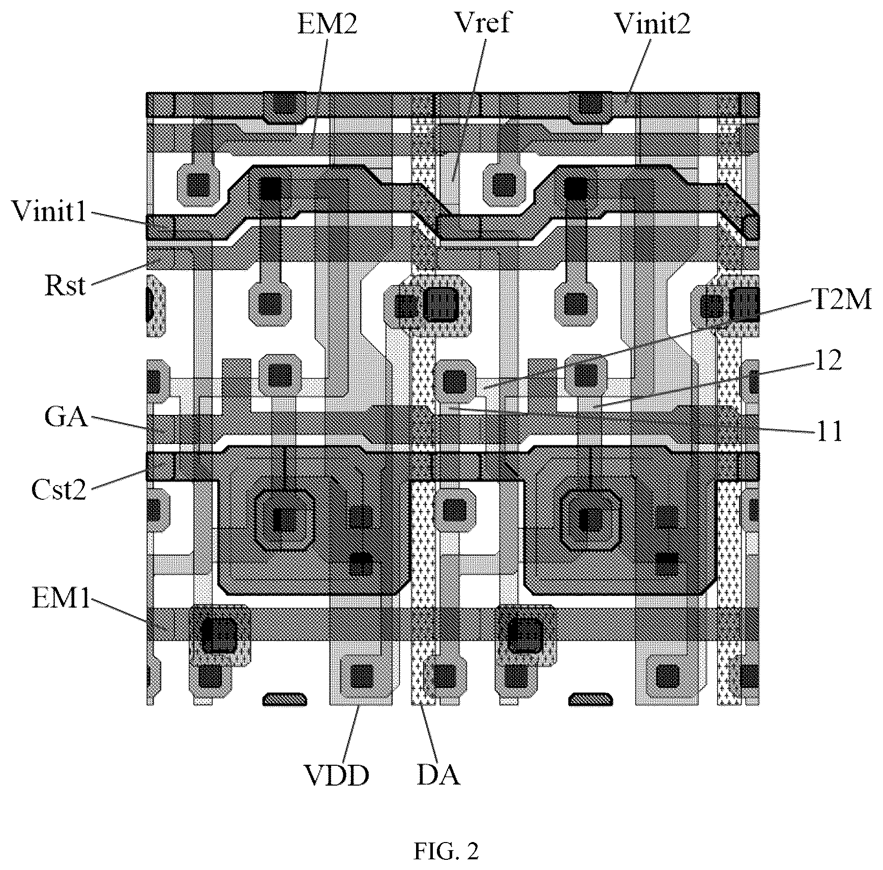 Patent US12307959 Figure 2 – Display substrate including a double-gate transistor and voltage stabilizing transistor