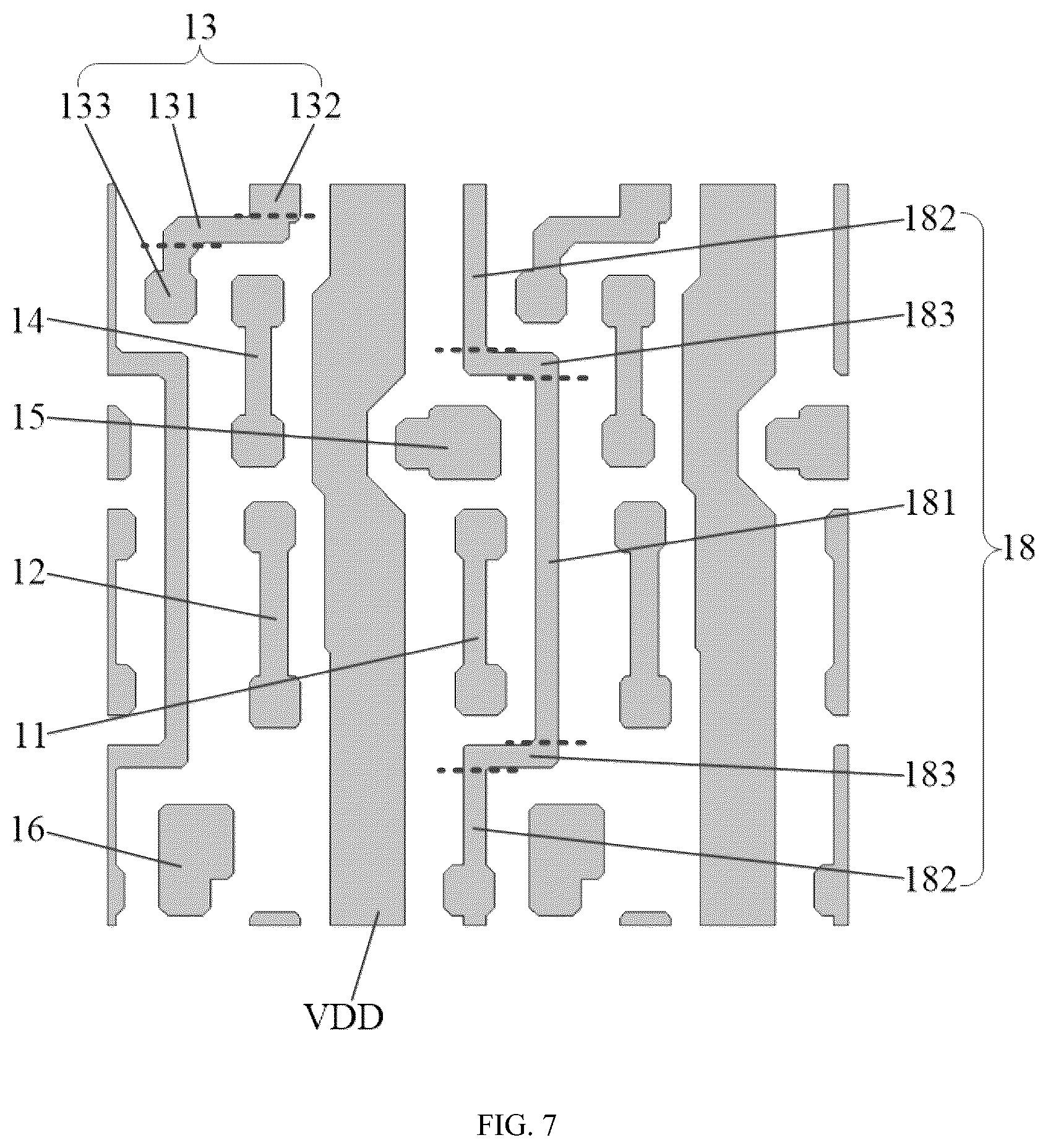 Patent US12307959 Figure 7 – Display substrate including a double-gate transistor and voltage stabilizing transistor