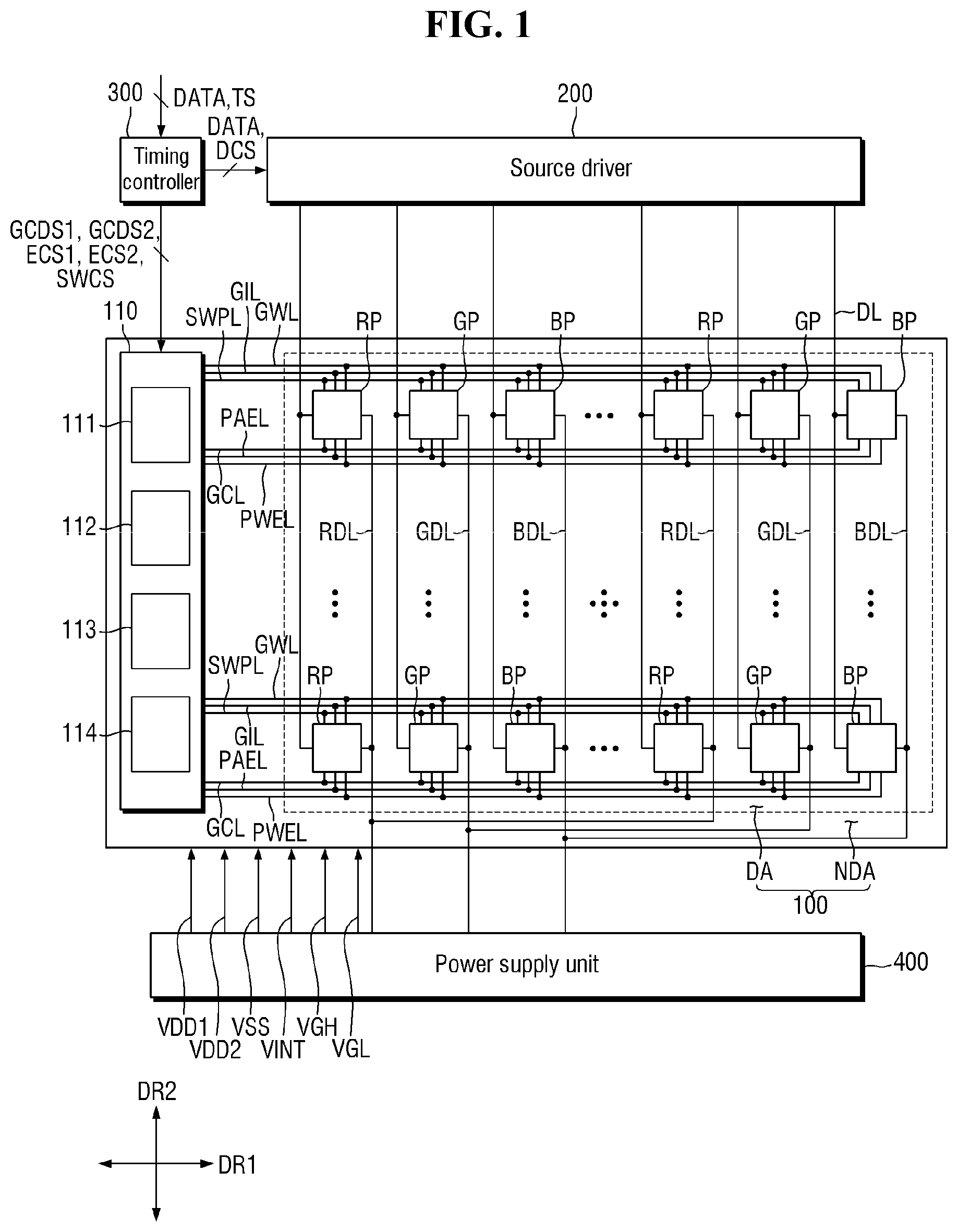 Patent US12307962 Figure 1 – Display device