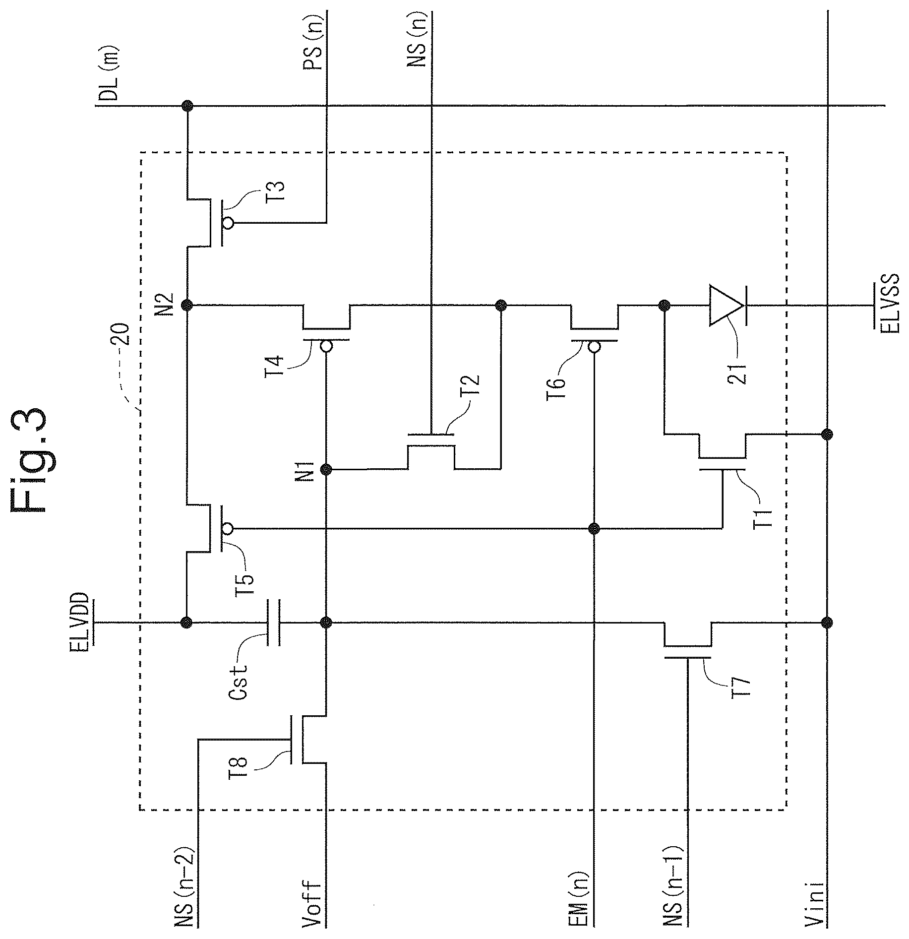 Patent US12307977 Figure 3 – Pixel circuit, display device, and method of driving display device