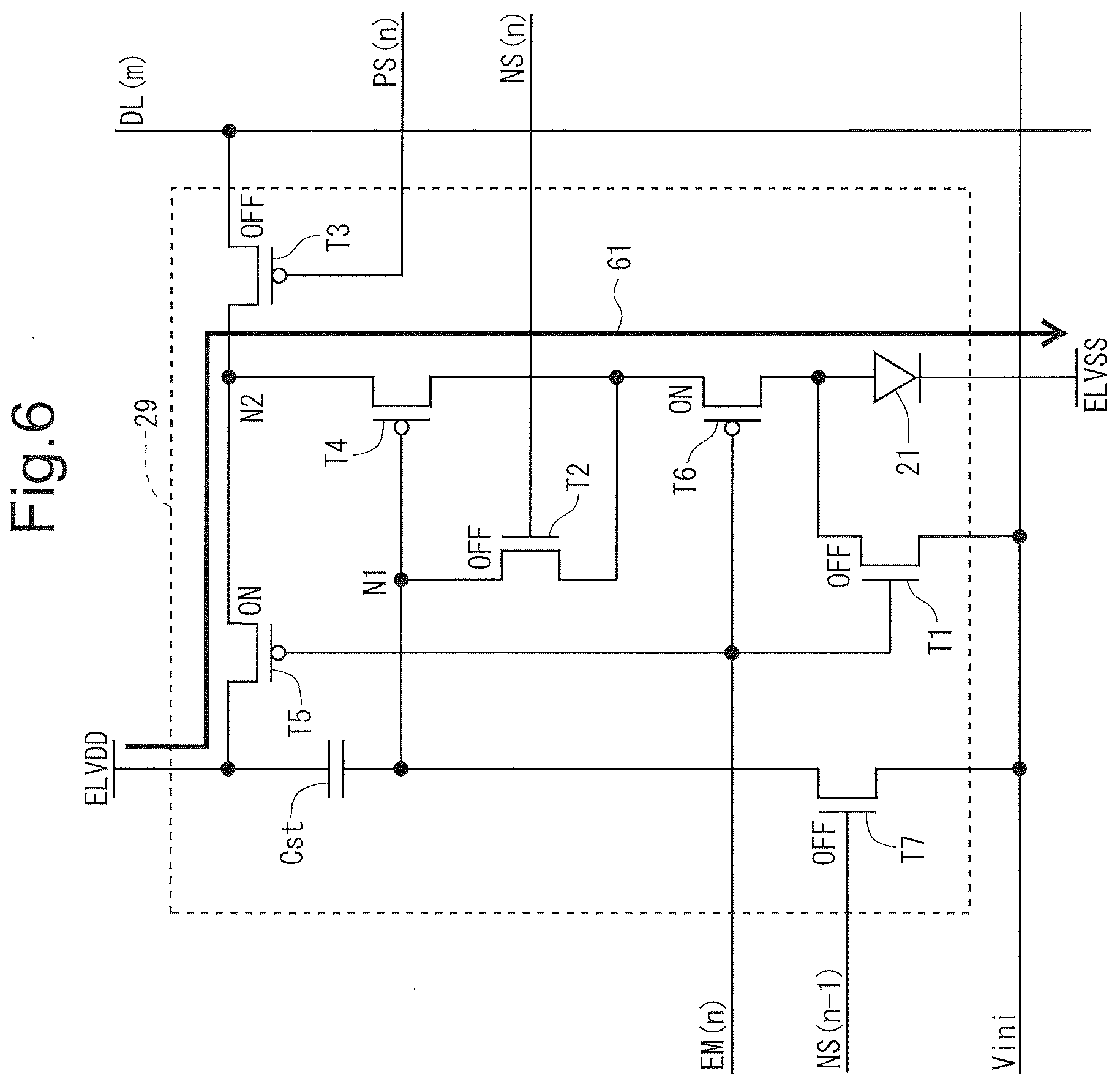 Patent US12307977 Figure 6 – Pixel circuit, display device, and method of driving display device