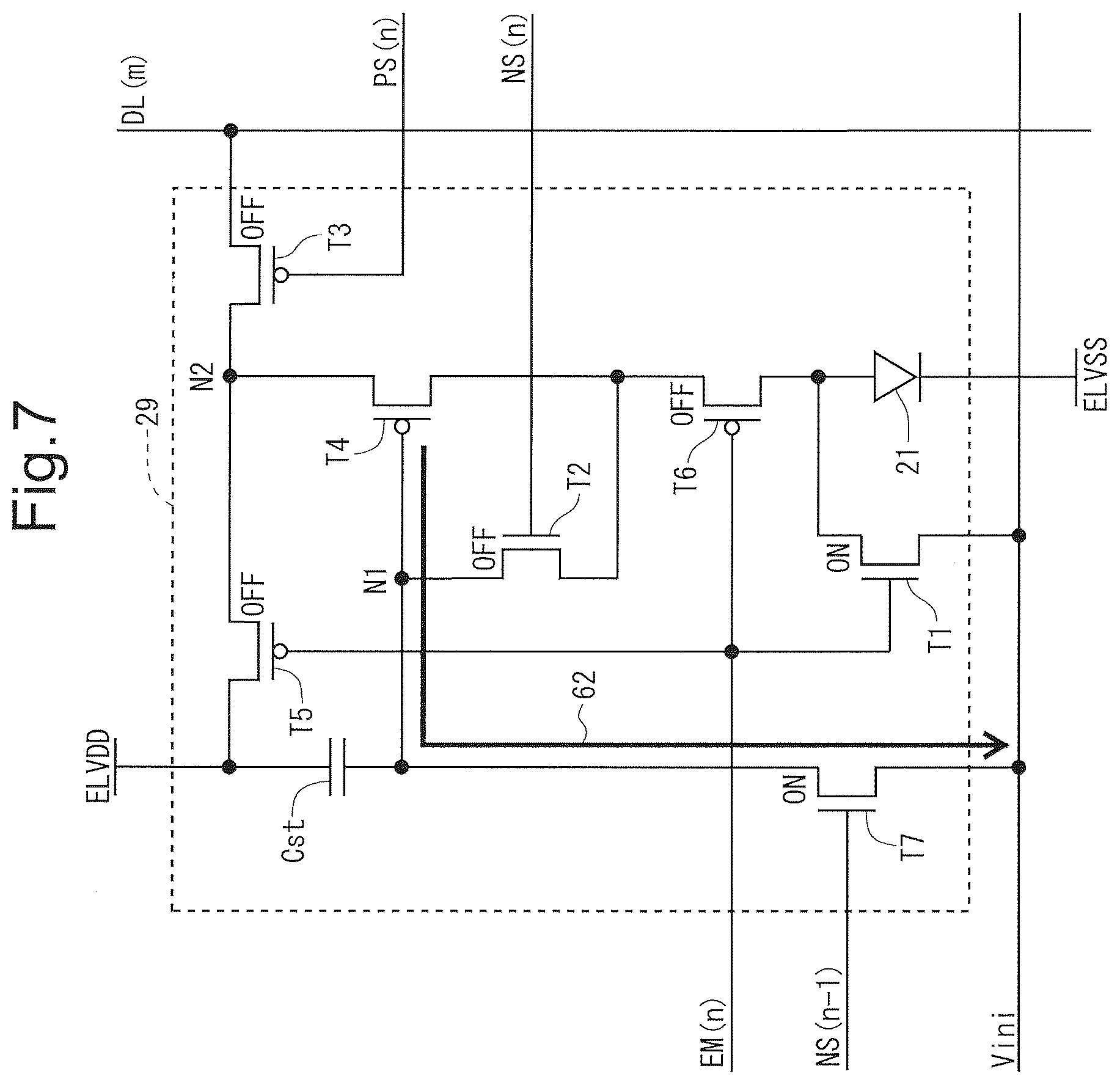 Patent US12307977 Figure 7 – Pixel circuit, display device, and method of driving display device