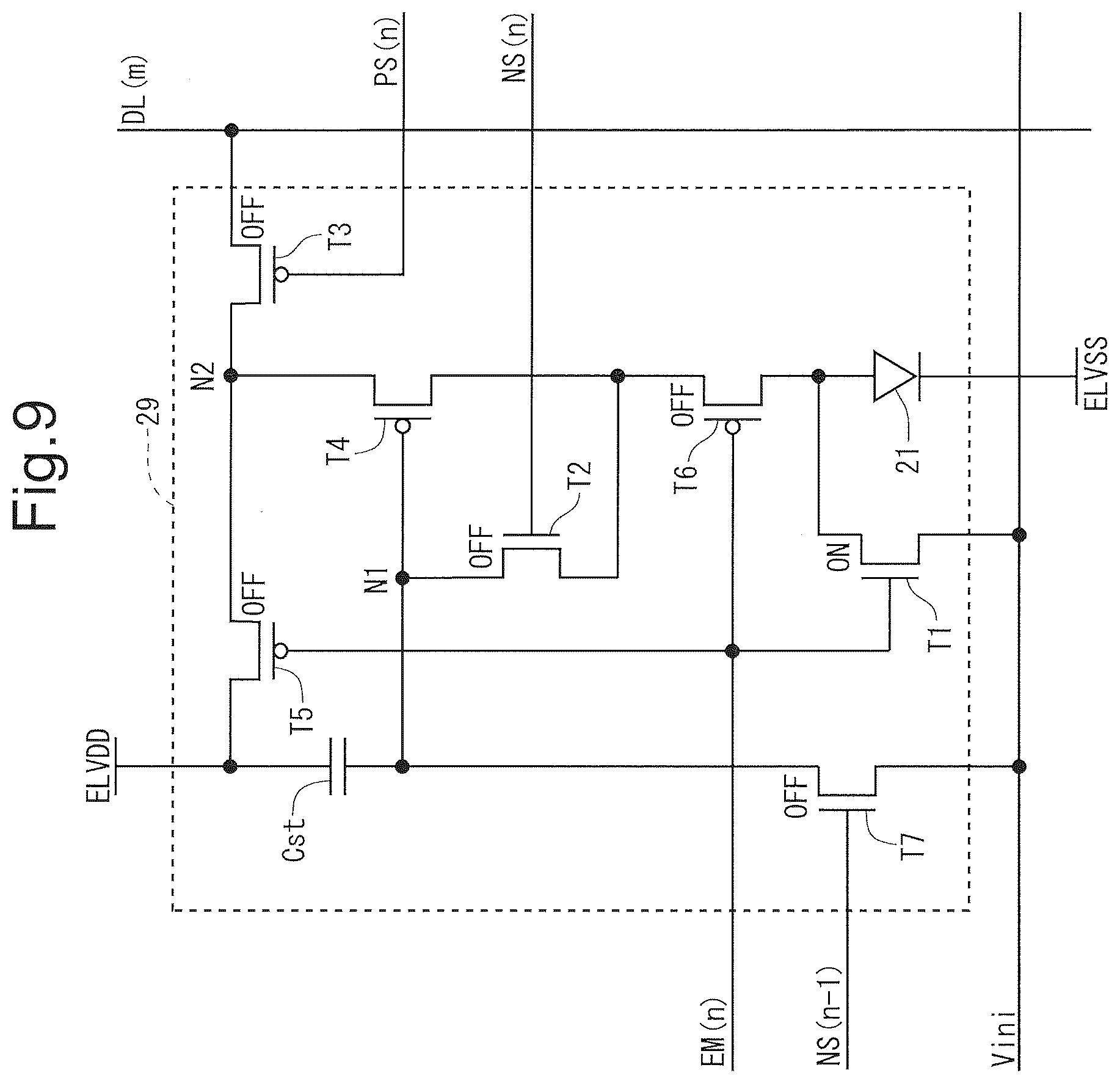 Patent US12307977 Figure 9 – Pixel circuit, display device, and method of driving display device