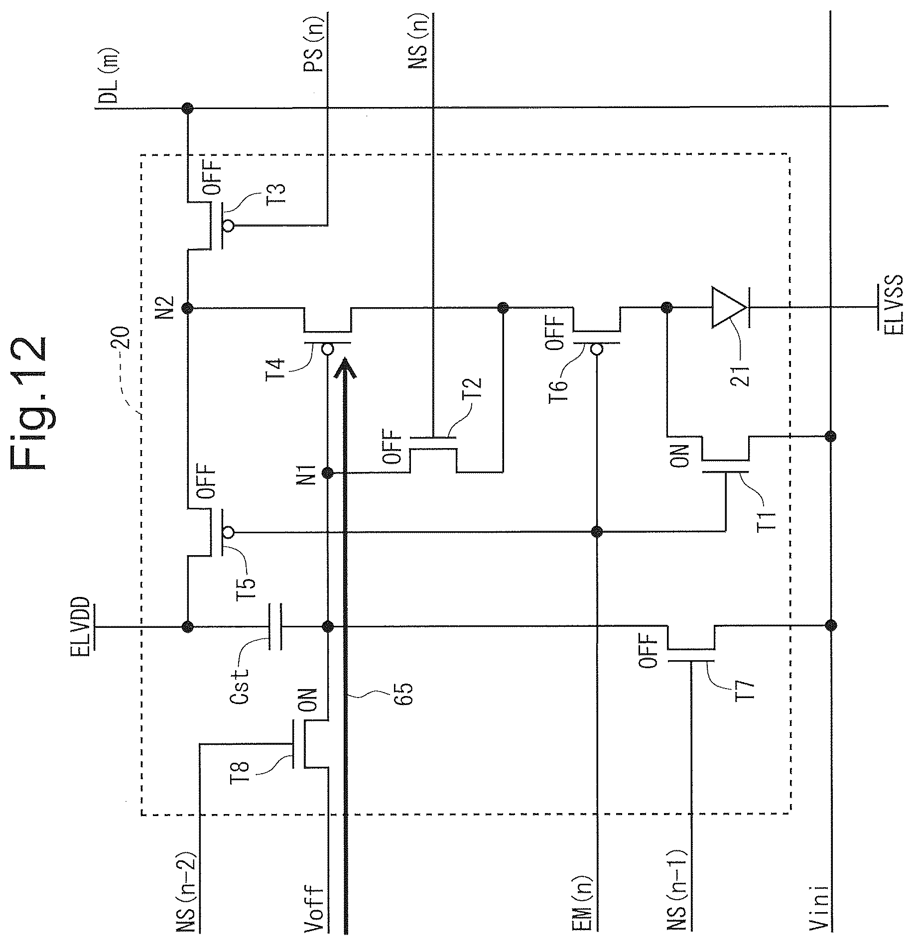 Patent US12307977 Figure 12 – Pixel circuit, display device, and method of driving display device