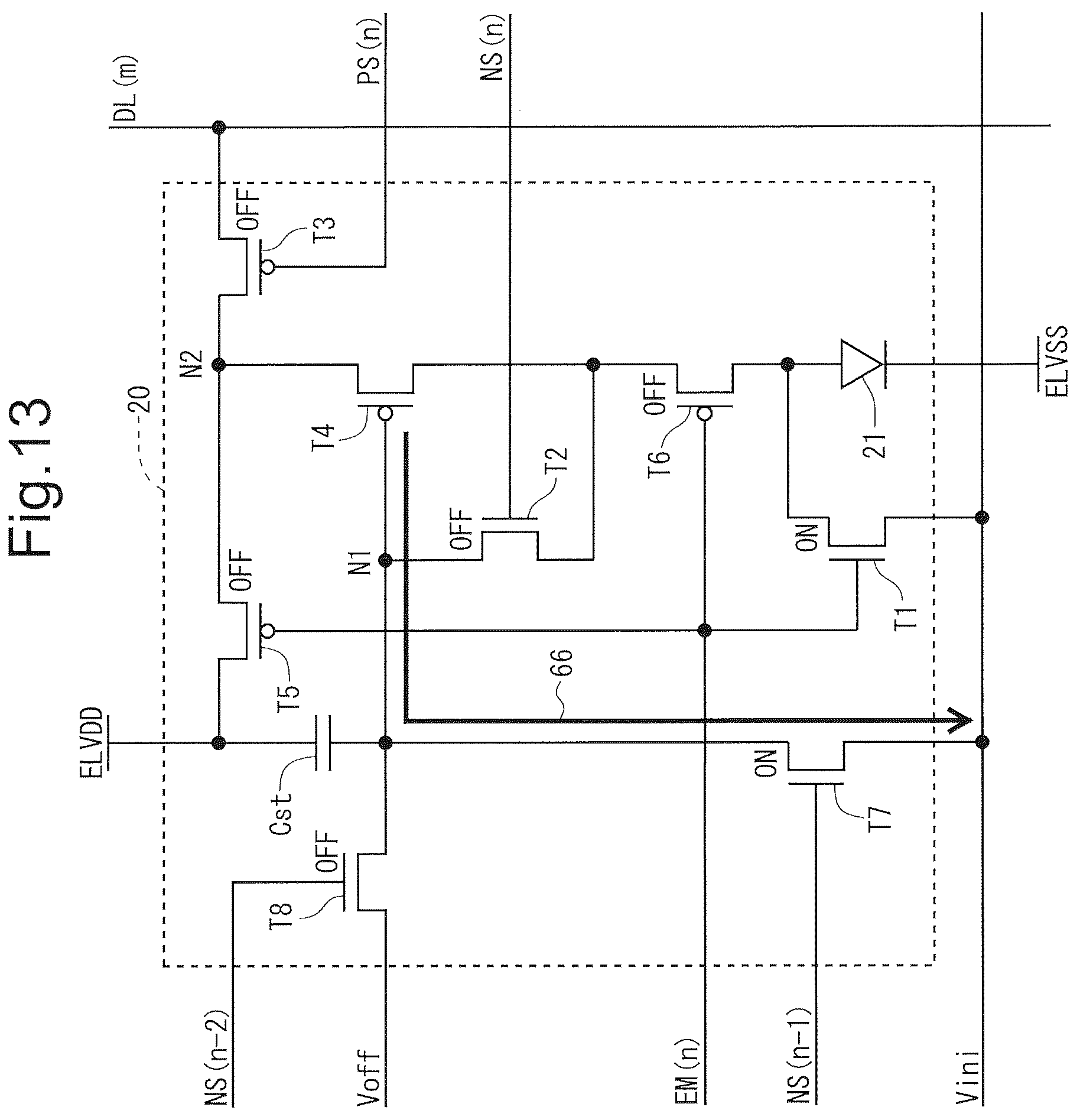 Patent US12307977 Figure 13 – Pixel circuit, display device, and method of driving display device