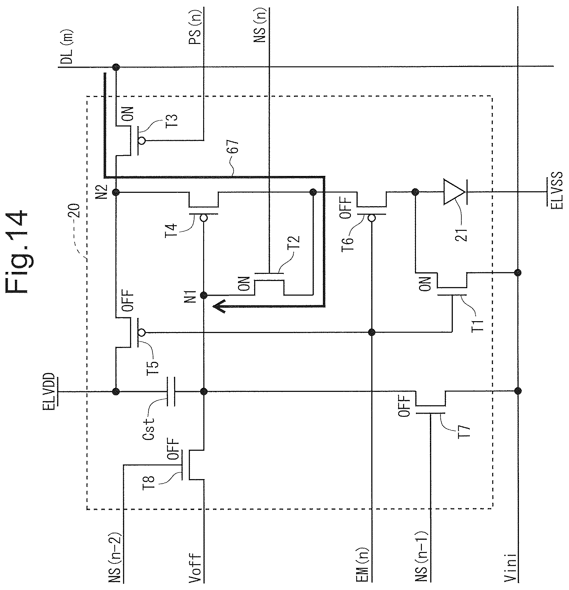 Patent US12307977 Figure 14 – Pixel circuit, display device, and method of driving display device