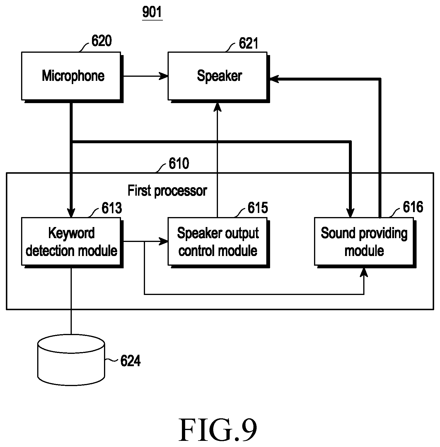 Patent US12308016 Figure 12 – Electronic device including speaker and microphone and method for operating the same