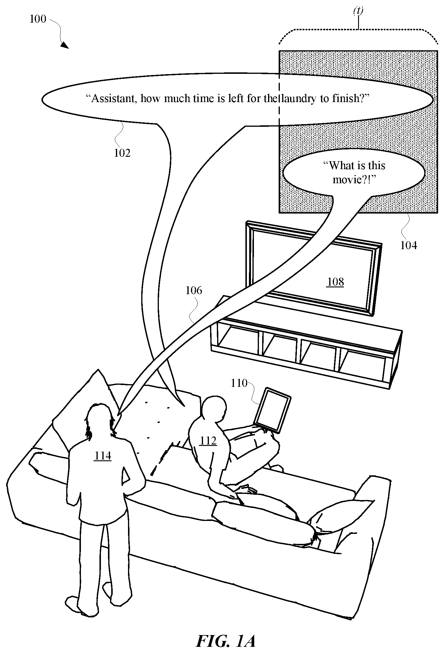 Patent US12308020 Figure 1 – Processing concurrently received utterances from multiple users