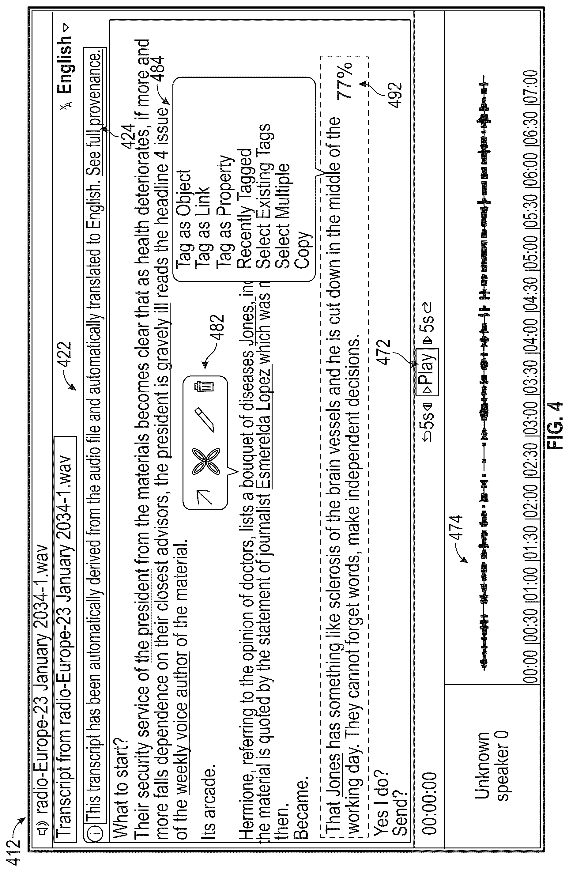 Patent US12308032 Figure 4 – System and methods for audio data analysis and tagging