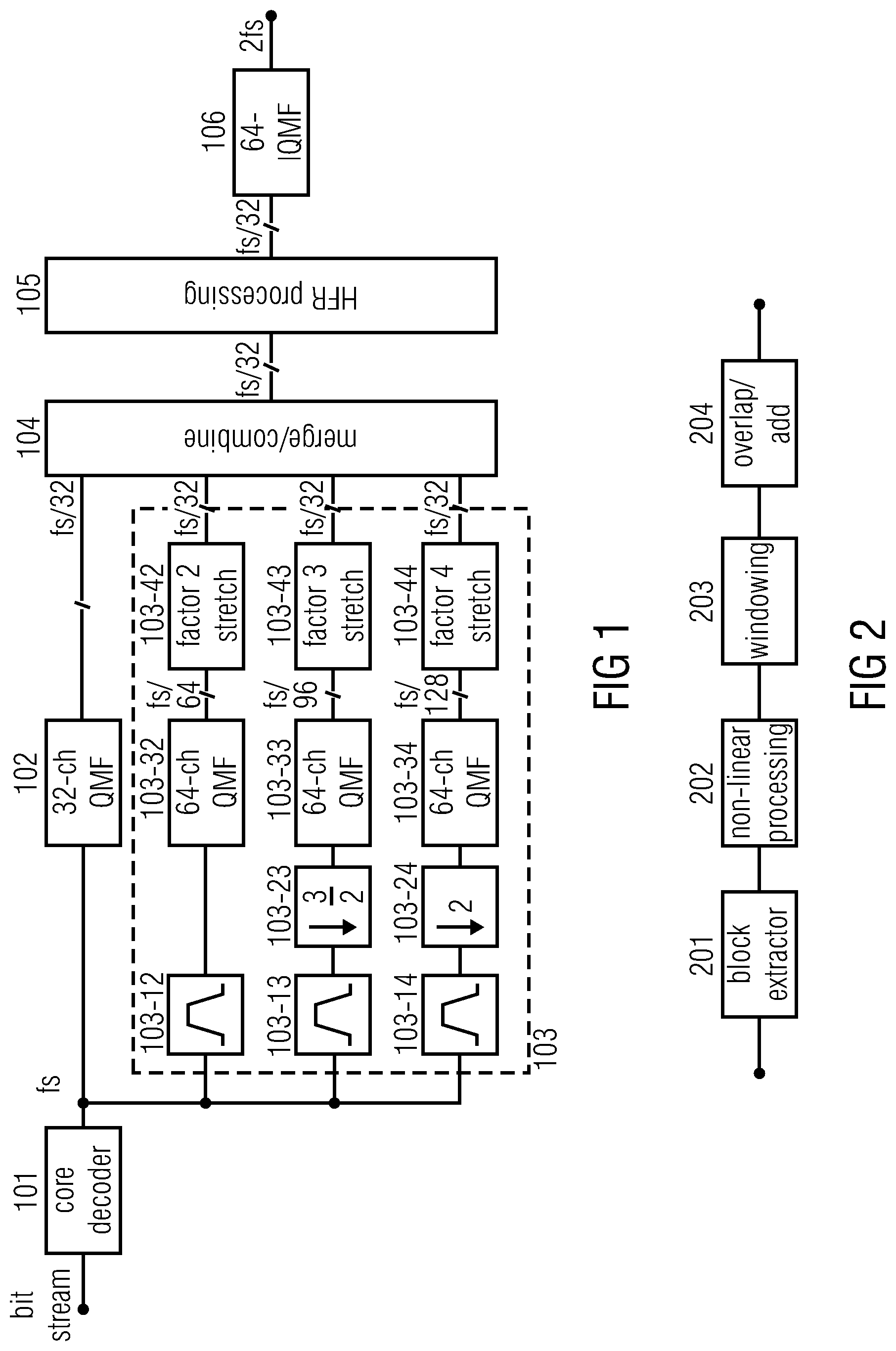 Patent US12308036 — Apparatus and method for processing an input audio signal using cascaded filterbanks — Figure 1