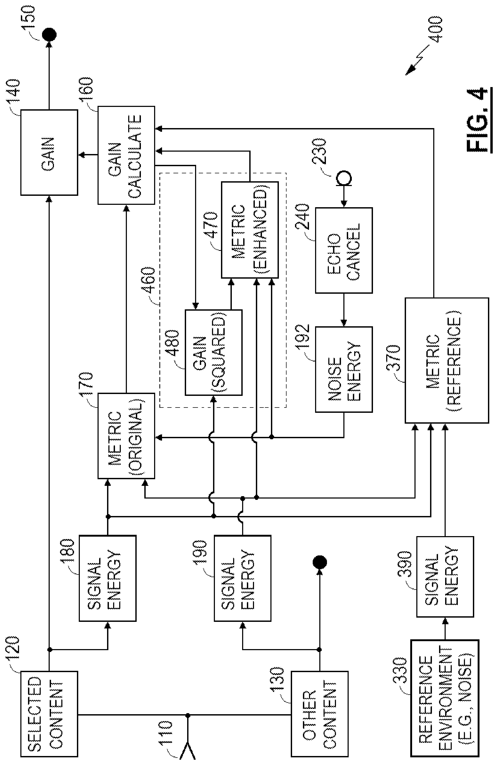 Patent US12308043 Figure 4 – Playback enhancement in audio systems