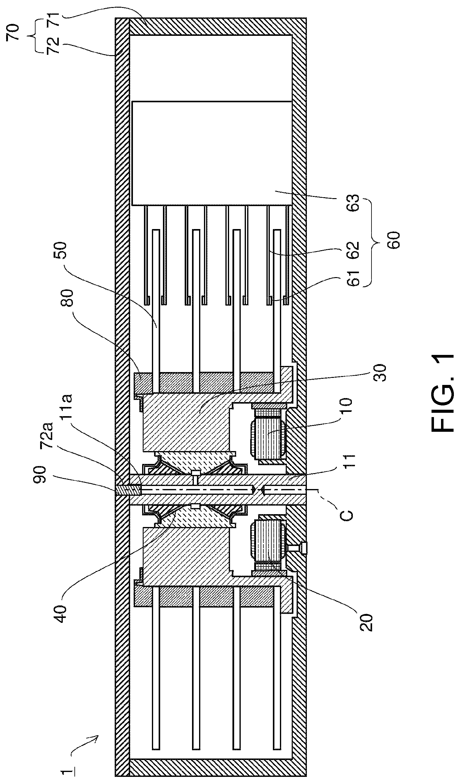 Patent US12308047 Figure 1 – Spindle motor with bearing part arrangement and disk driving device having same