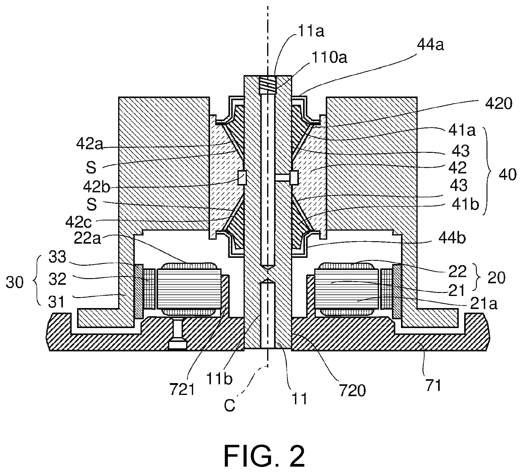 Patent US12308047 Figure 2 – Spindle motor with bearing part arrangement and disk driving device having same