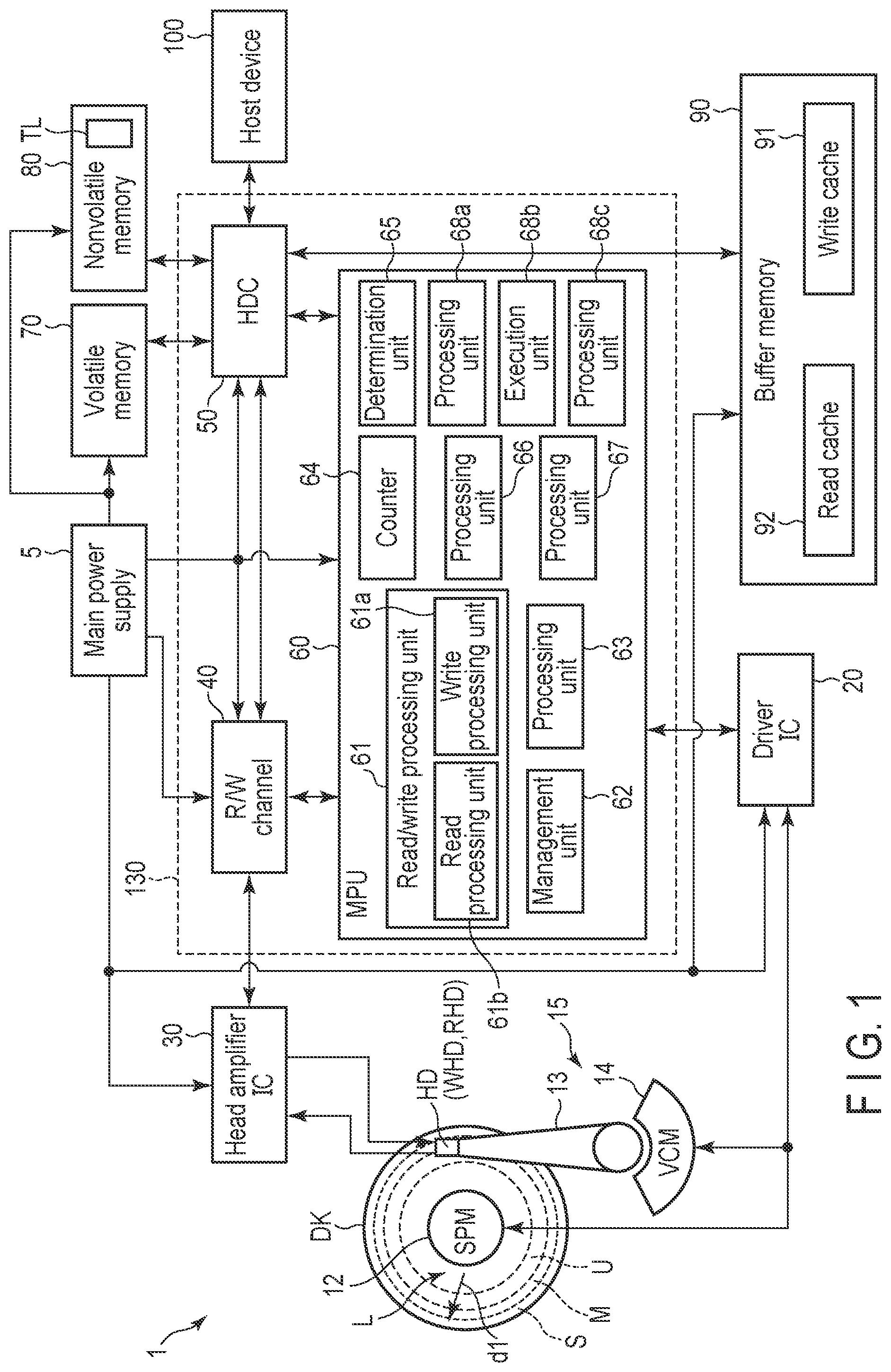 Patent US12308048 Figure 1 – Magnetic disk device