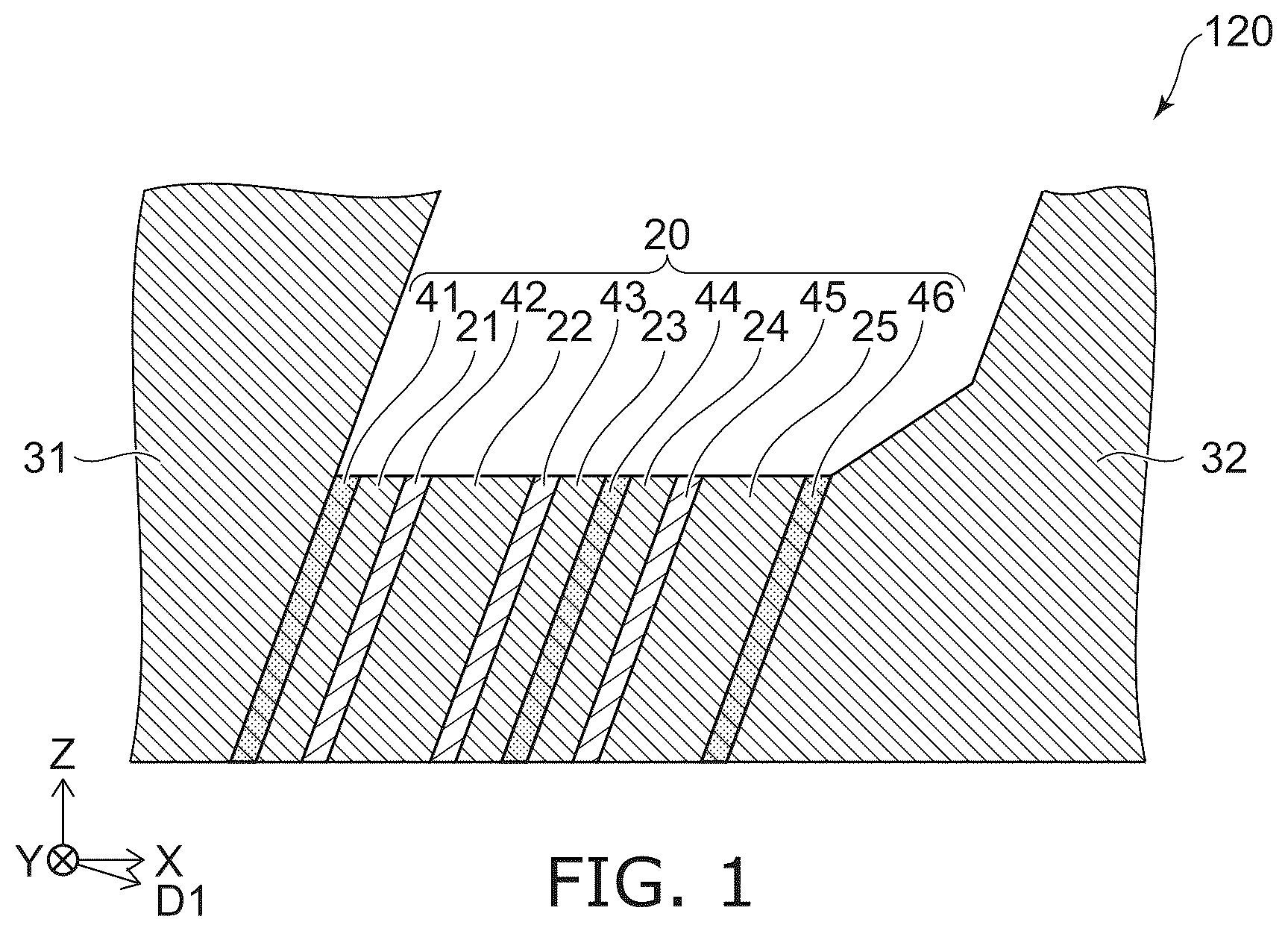 Patent US12308051 — Magnetic head with multilayer configuration between magnetic poles and magnetic recording device — Figure 1