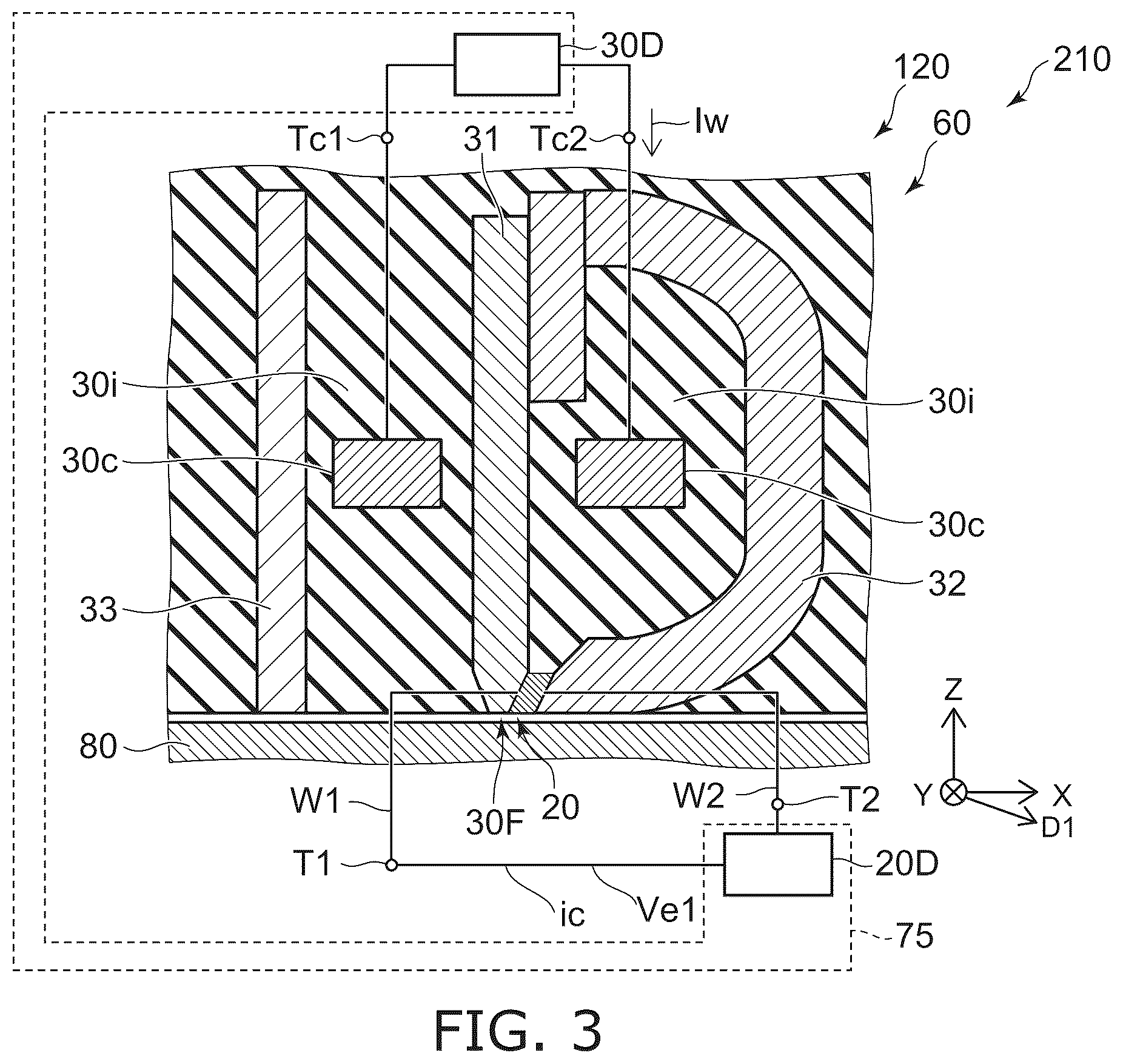 Patent US12308051 Figure 3 – Magnetic head with multilayer configuration between magnetic poles and magnetic recording device